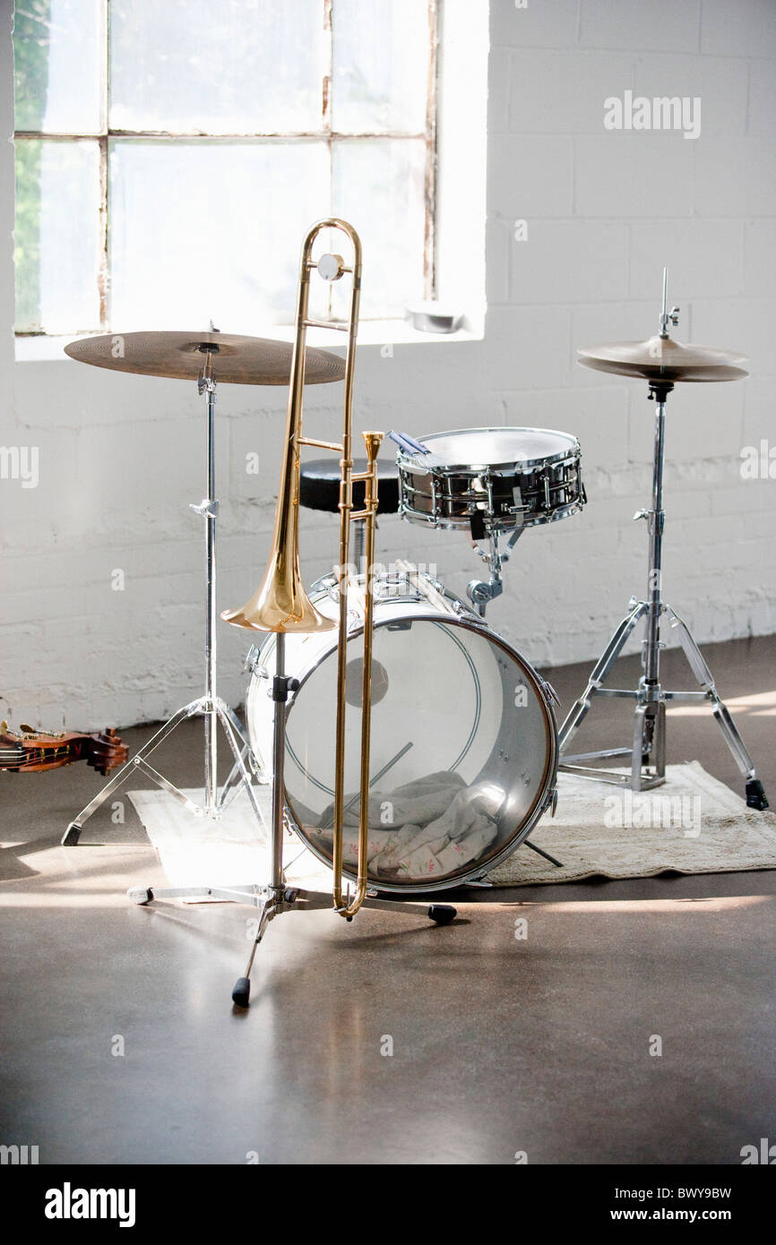 Drum Set in Studio Stock Photo Alamy