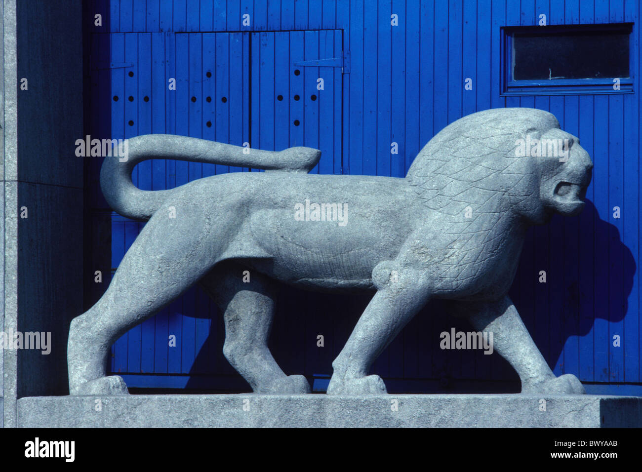 blue lion sculpture Switzerland Europe sculpture town city Zurich