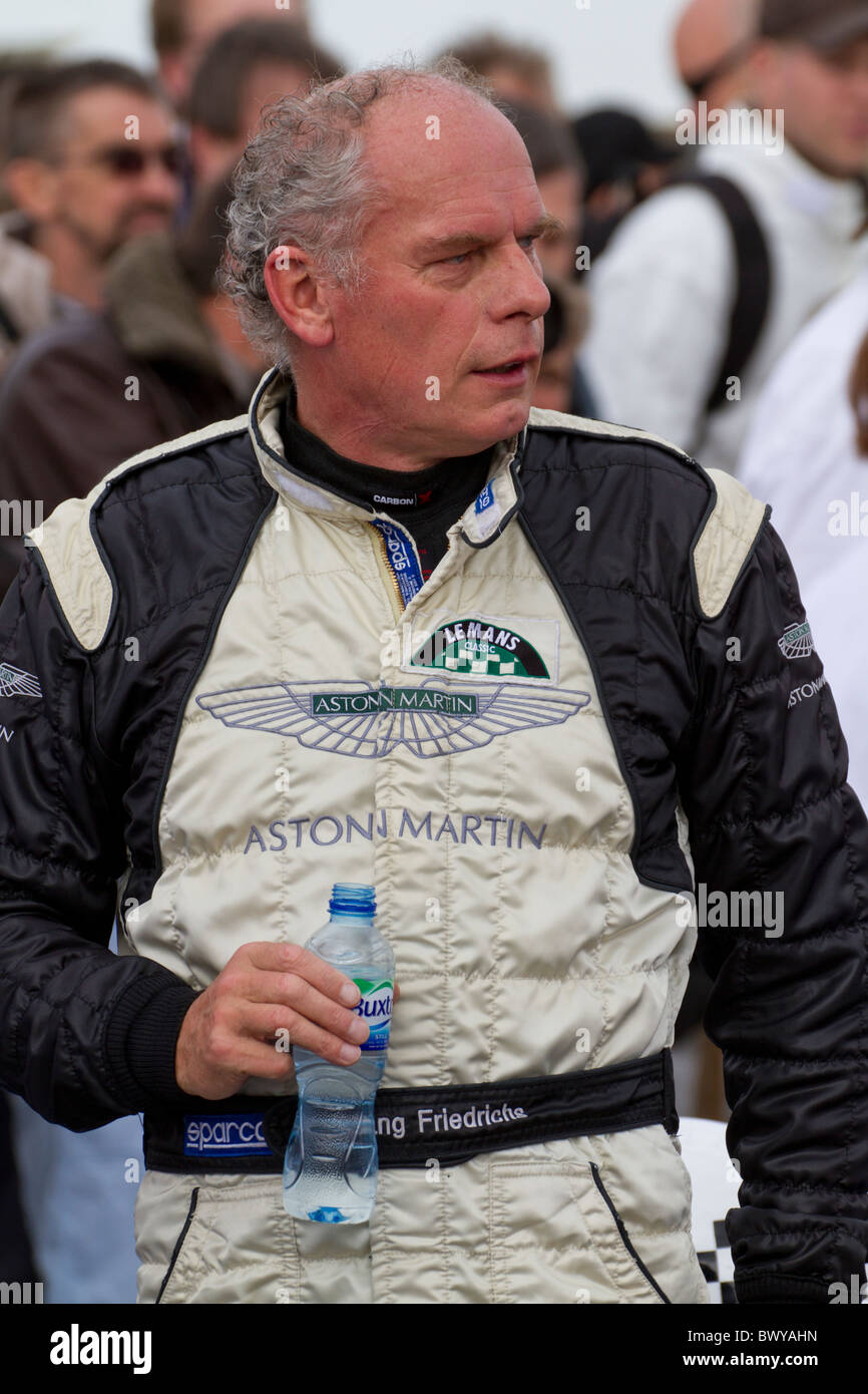 The Aston Martin DBR4 race driver Wolfgang Friedrichs at the 2010 Goodwood Revival meeting, Sussex, England, UK. Stock Photo