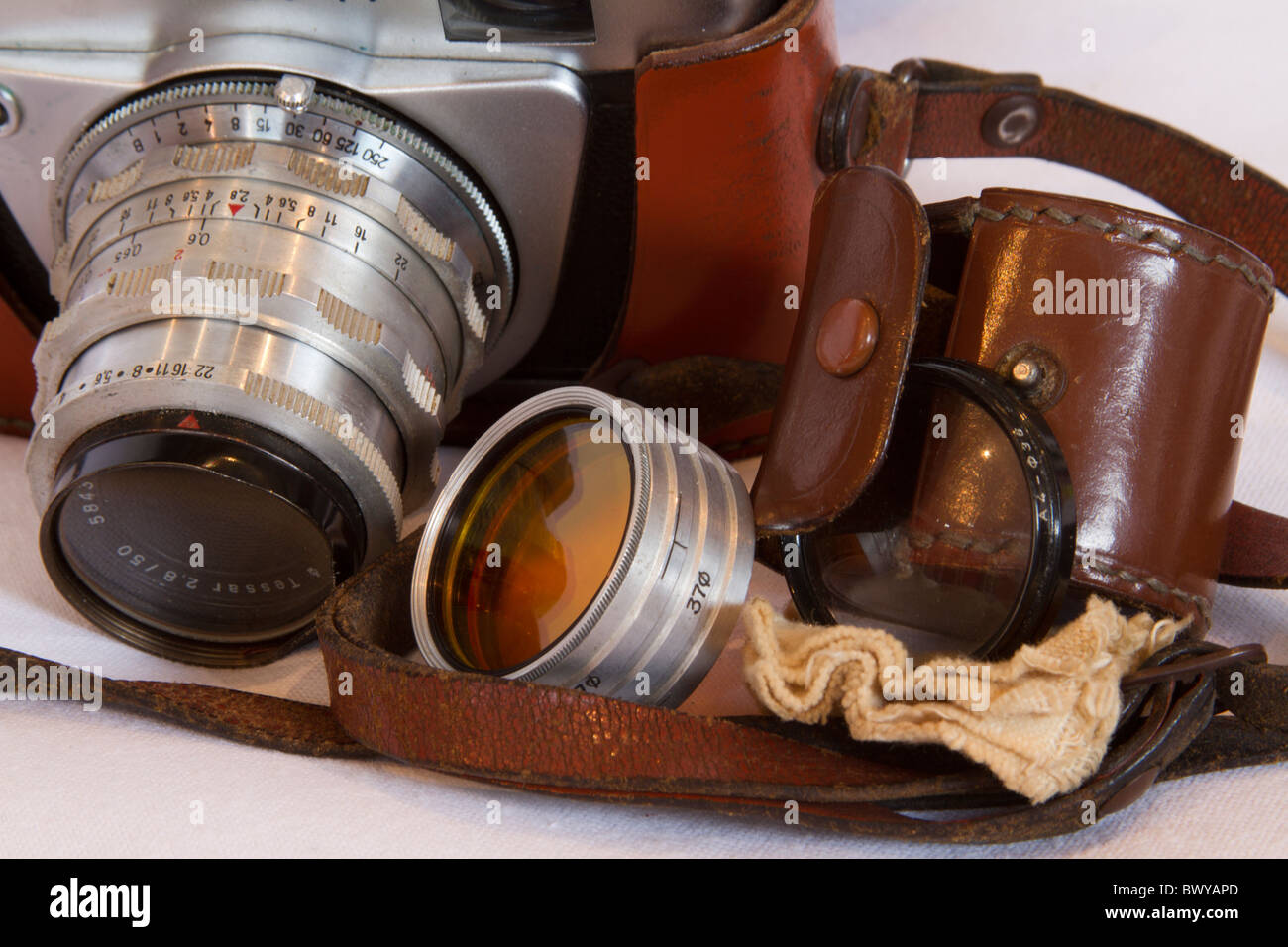 old 35mm camera Altix with filter Stock Photo