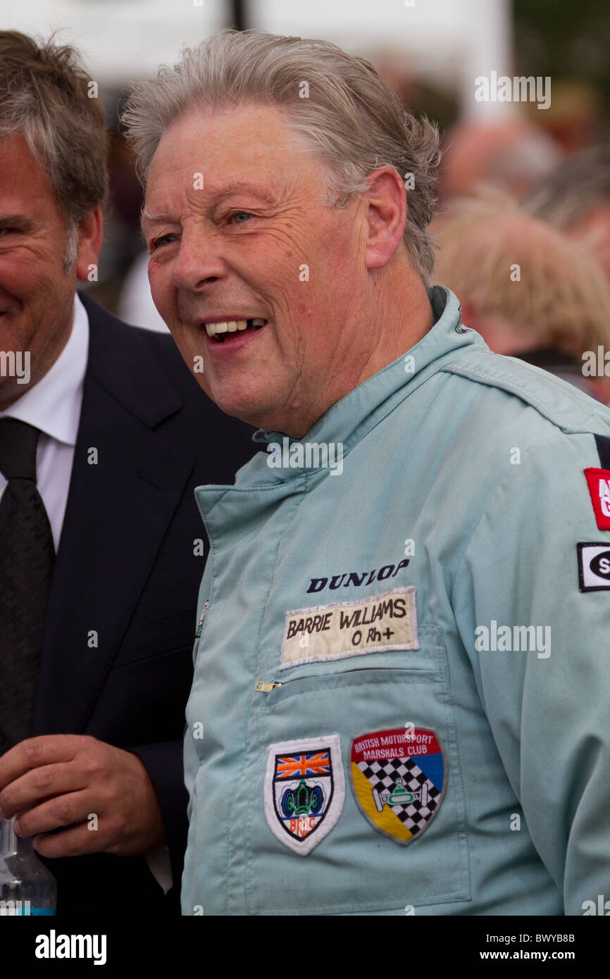 Classic car race driver Barrie "Whizzo" Williams at the 2010 Goodwood Revival meeting, Sussex, England, UK. Stock Photo