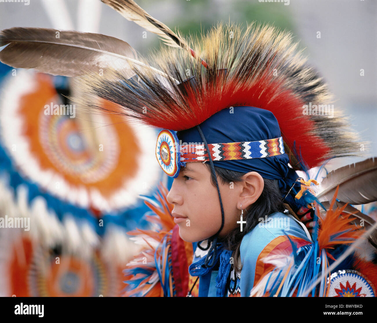 America Native americans Cheyenne boy native american Oklahoma Red Earth festival USA America North America Stock Photo