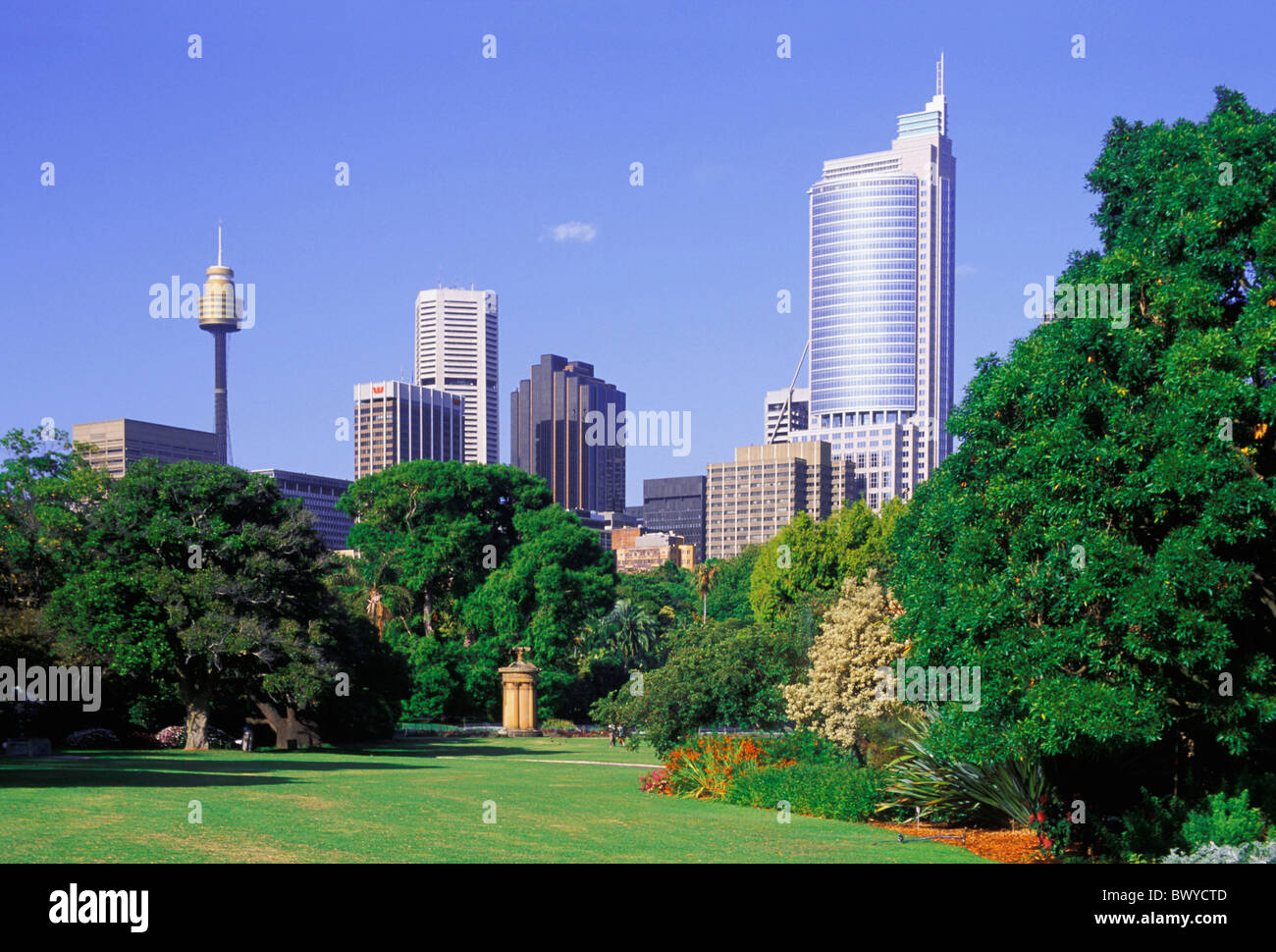 AMPERE Tower Australia Botanical guards botanical Chifley Tower garden New South Wales park skyline Sydney Stock Photo