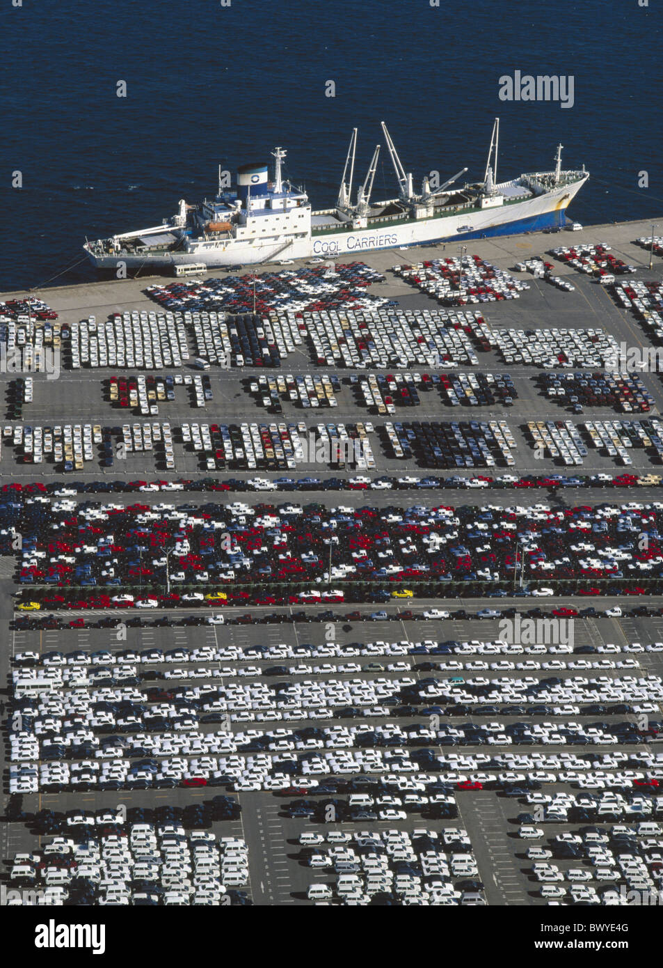 cars automobiles Autoloading Harbour Port Japan Asia Tokyo overview