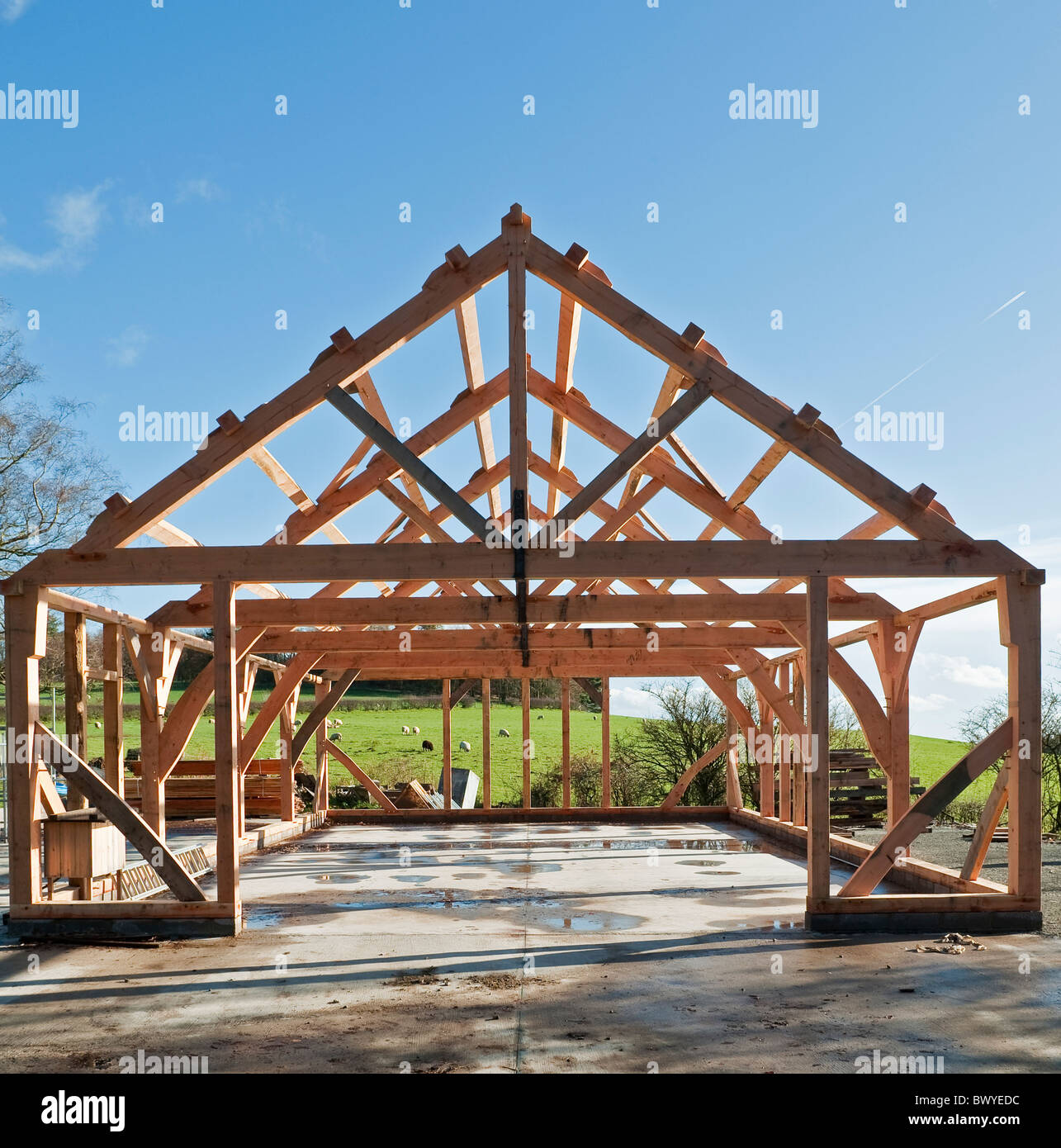 Building a traditional timber framed barn in Radnorshire, UK. The