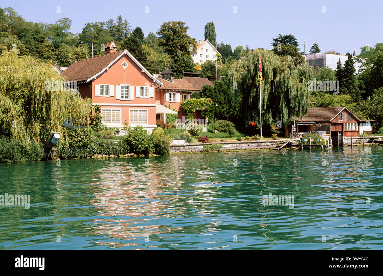 Gold Coast house home houses homes canton Zurich Meilen Switzerland Europe lake sea shore villa Zurich Stock Photo