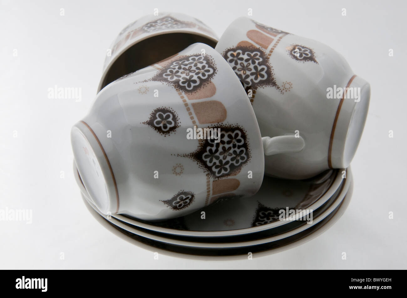 the picture of the white tea set Stock Photo