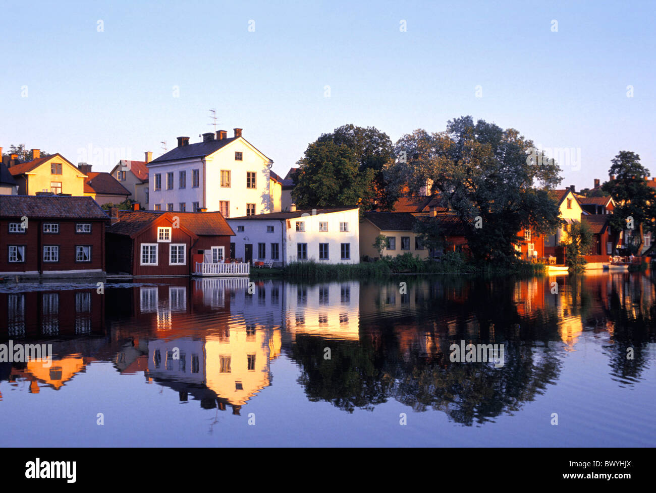 city dusk Eskilstuna homes houses mood reflection Sodermanland Sweden
