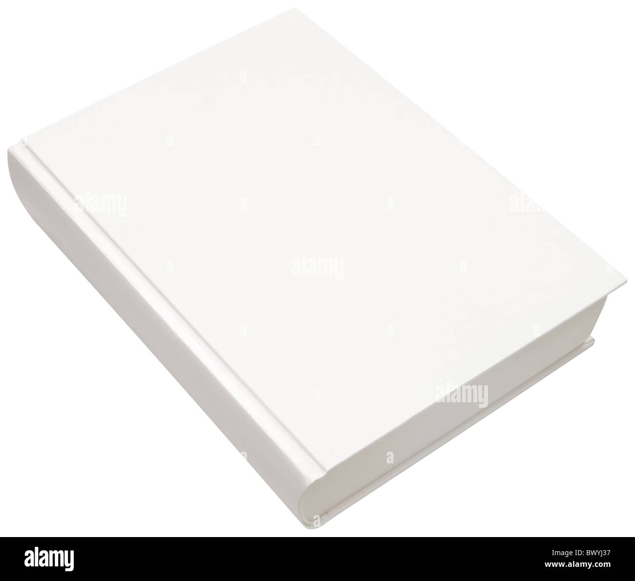 Cutout of Empty white model of hard book cover isolated with clipping path Stock Photo