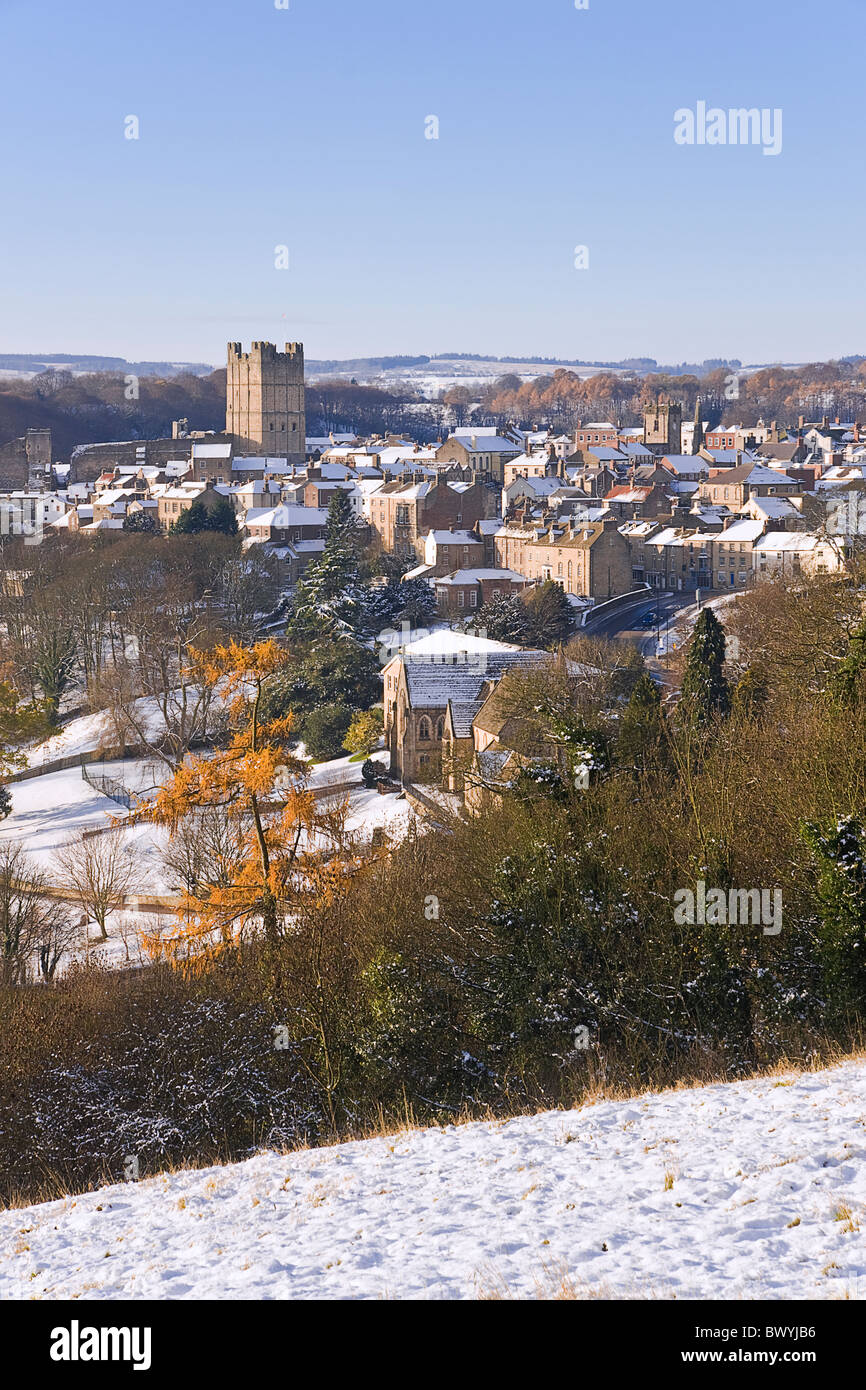 Richmond, North Yorkshire. View over the town from Maison Dieu. Stock Photo