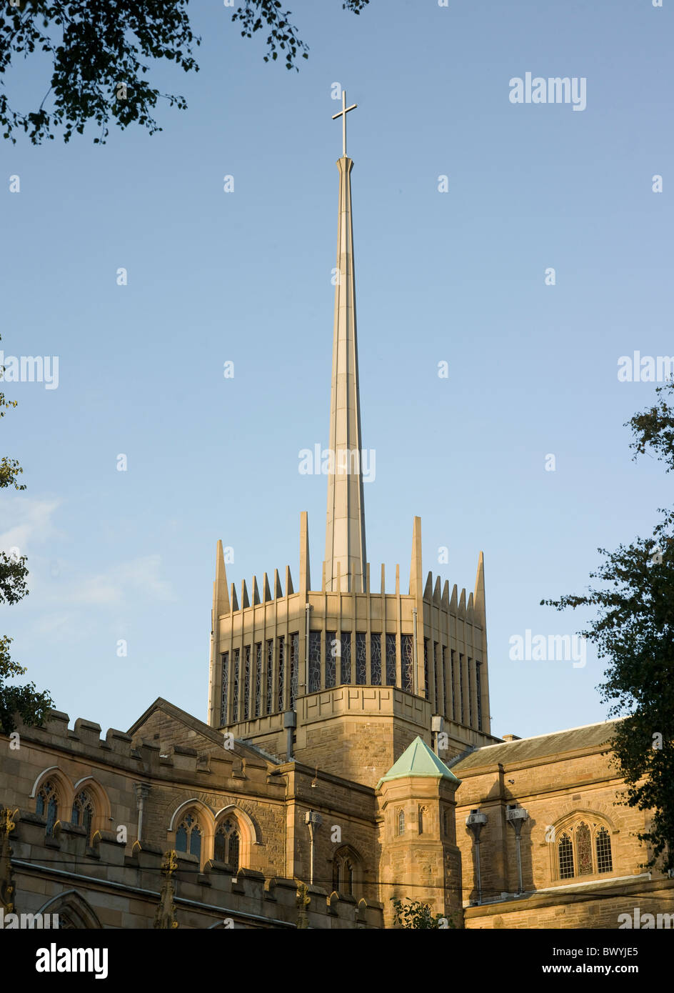 Blackburn Cathedral spire and lantern added 1962-67 to designs of Laurence King and John Hayward Stock Photo