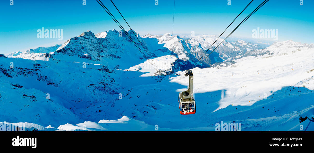 Swiss Ropeway Channel view railway aerial cableway ropeway Obwalden panorama Switzerland ...