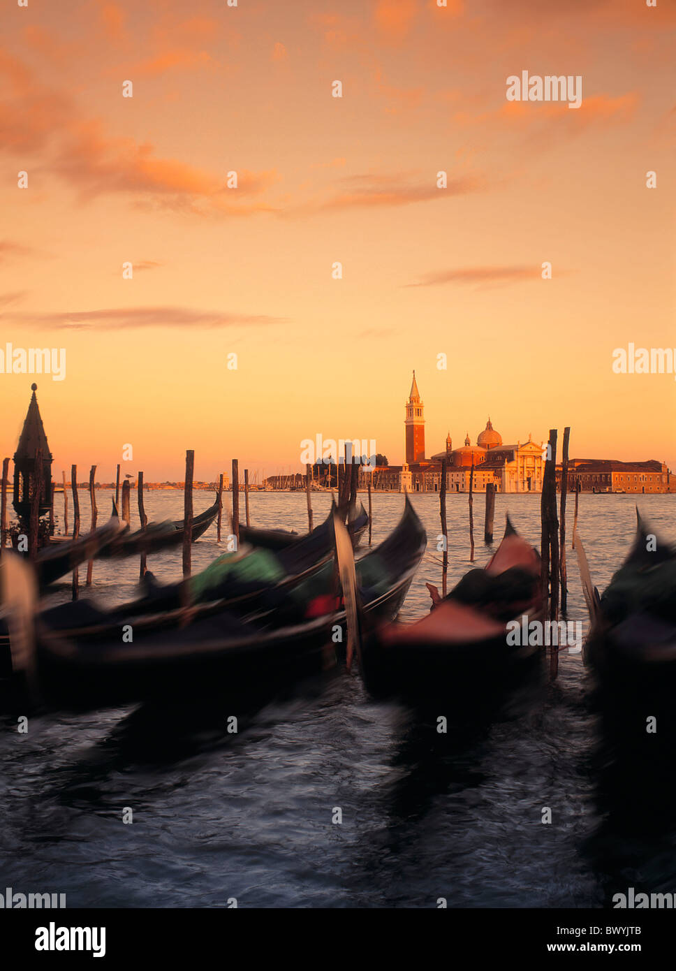 dusk gondolas Italy Europe mood sea twilight Venice Stock Photo - Alamy