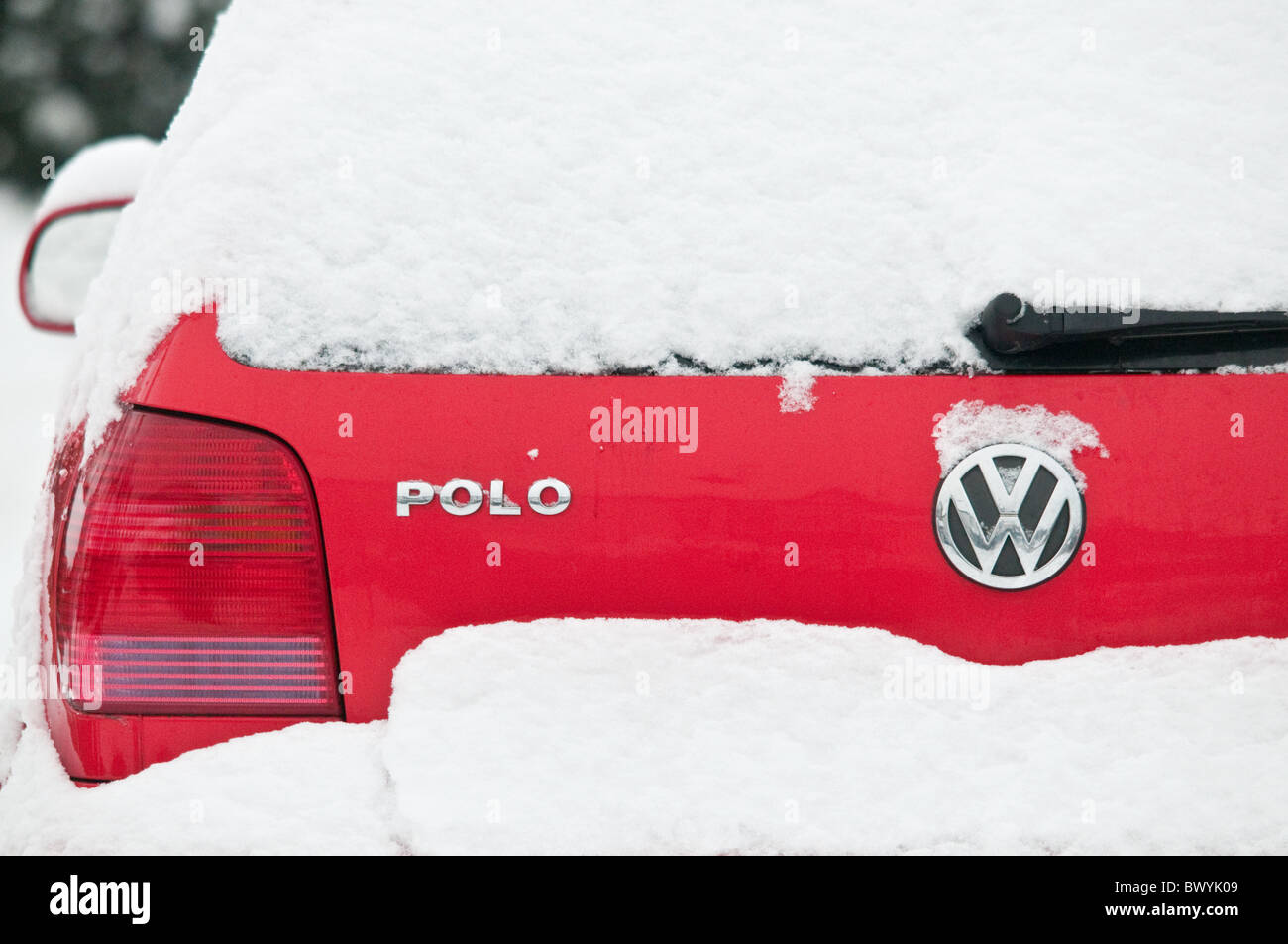 Snow covered car during the big freeze Stock Photo