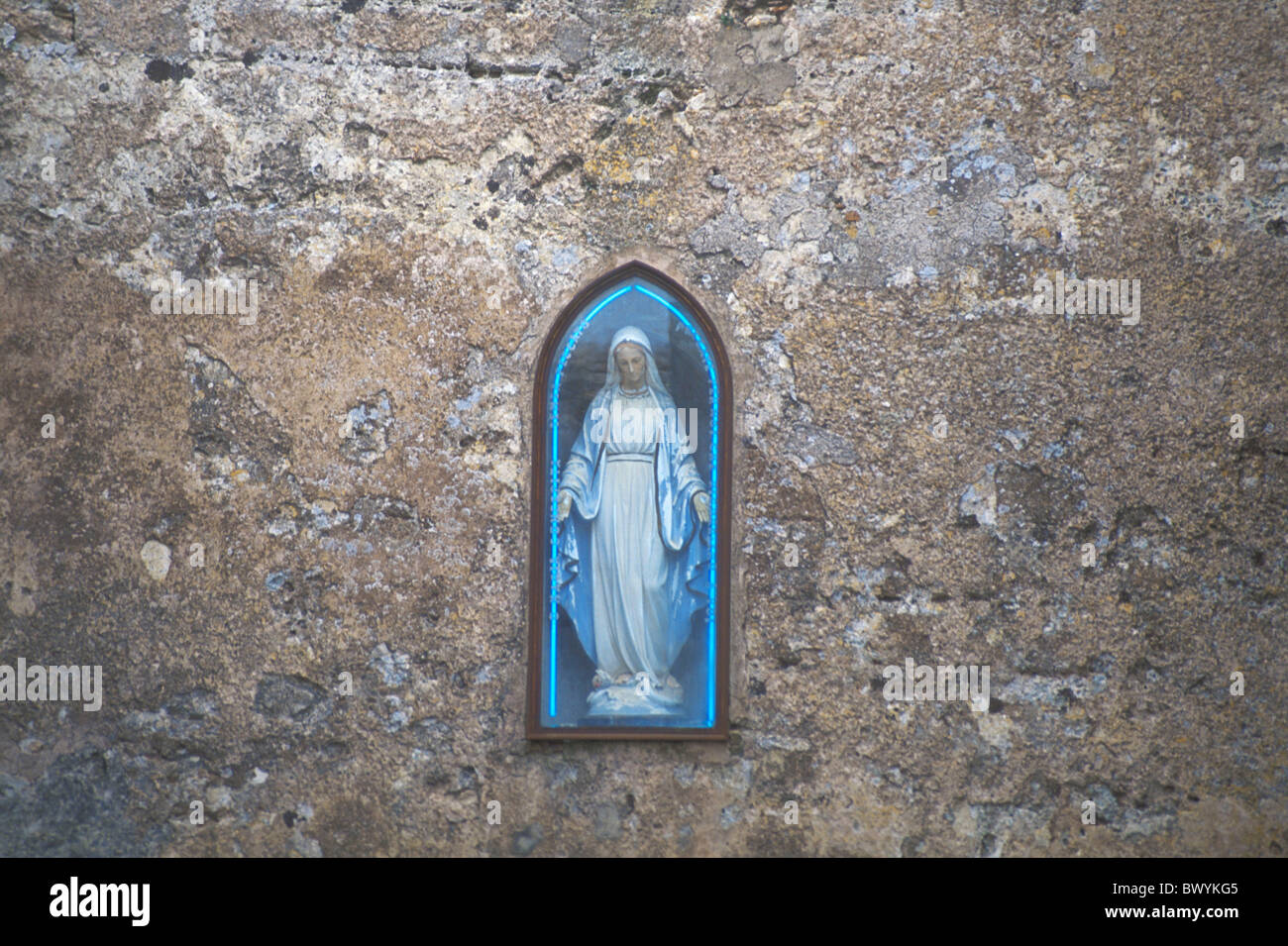 Christianity Erice figure Italy Europe Madonna Maria wall niche religion religiously shrine Sicily stat Stock Photo