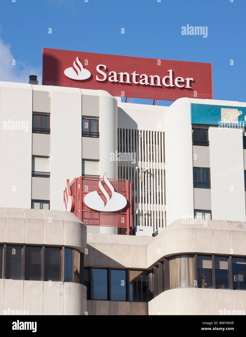 Branch of Santander bank in Malaga, Spain. Stock Photo