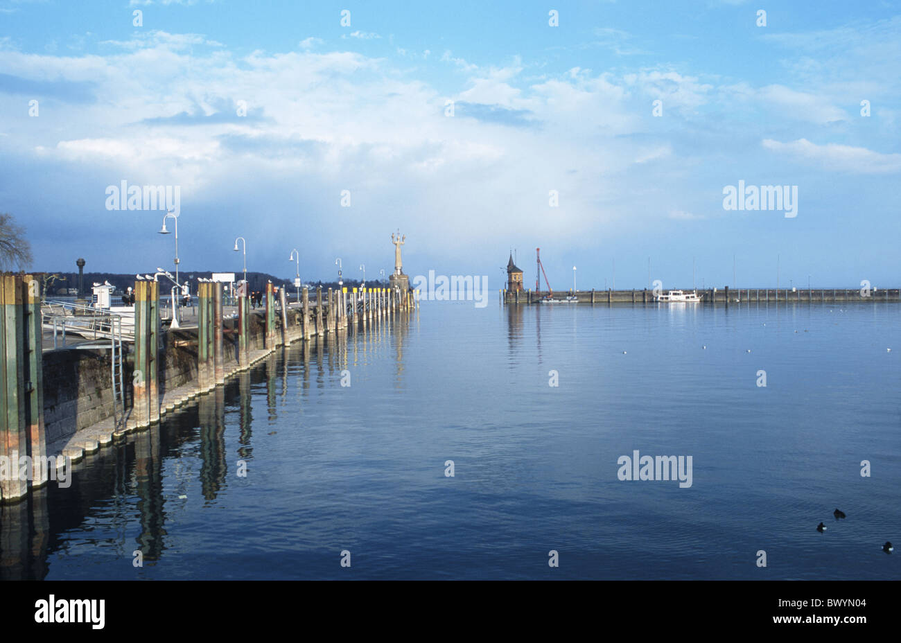 lake Constance lake sea Germany Europe harbour port port entrance harbour wall Constance lake promenade s Stock Photo