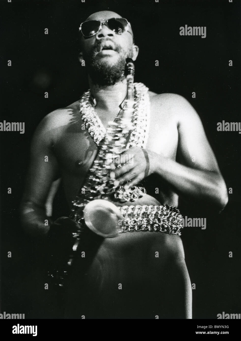 ISAAC HAYES (1942-2008) US singer and composer in 1973 Stock Photo