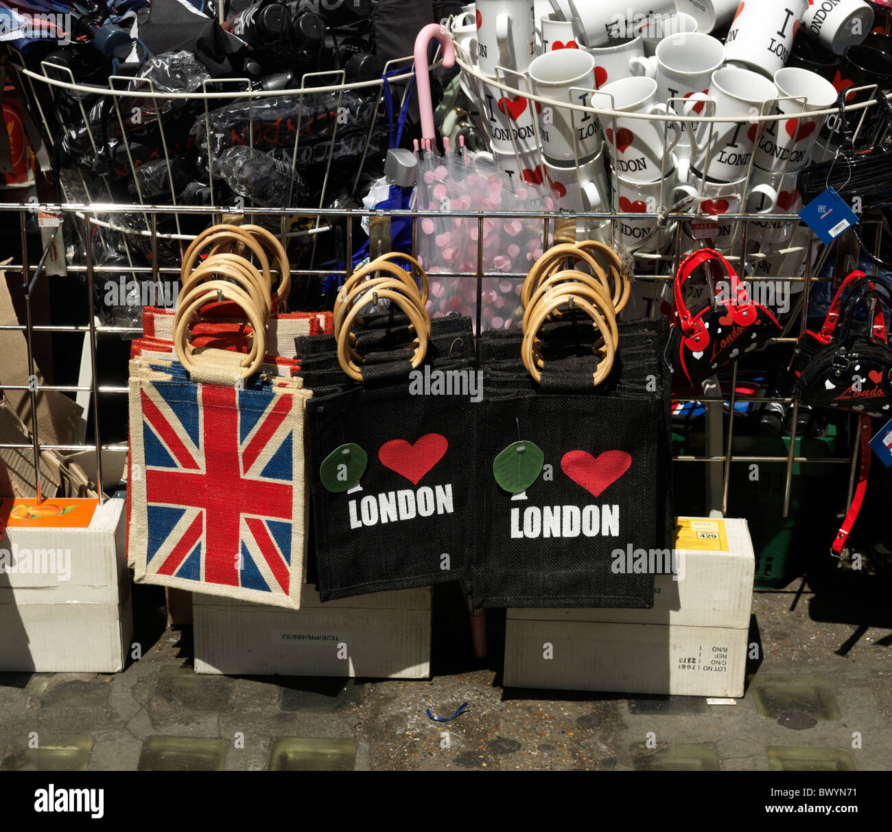 London England Souvenirs Being Sold In Shop Stock Photo Alamy