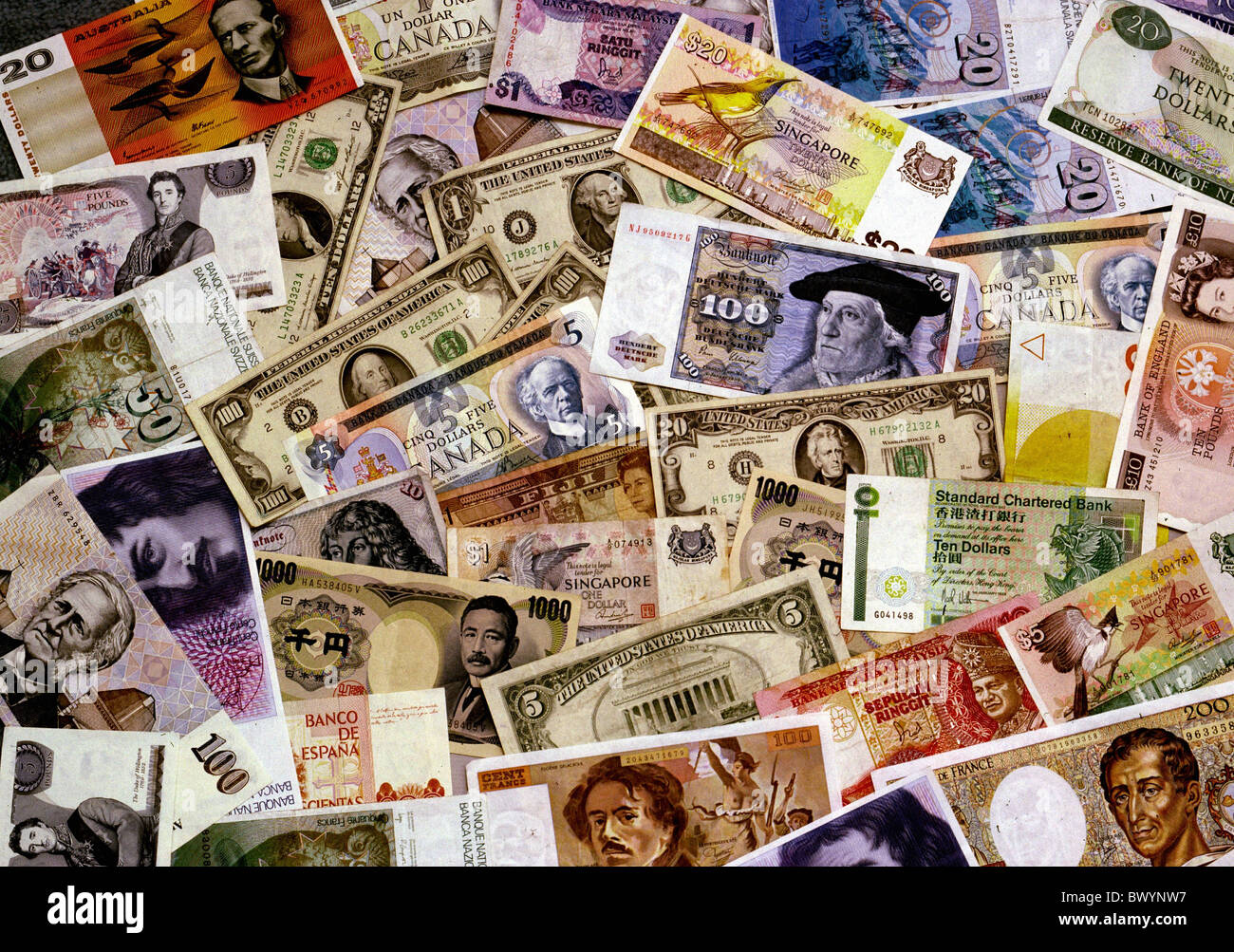 Bank Notes Countries Currency Different Finances International Money 