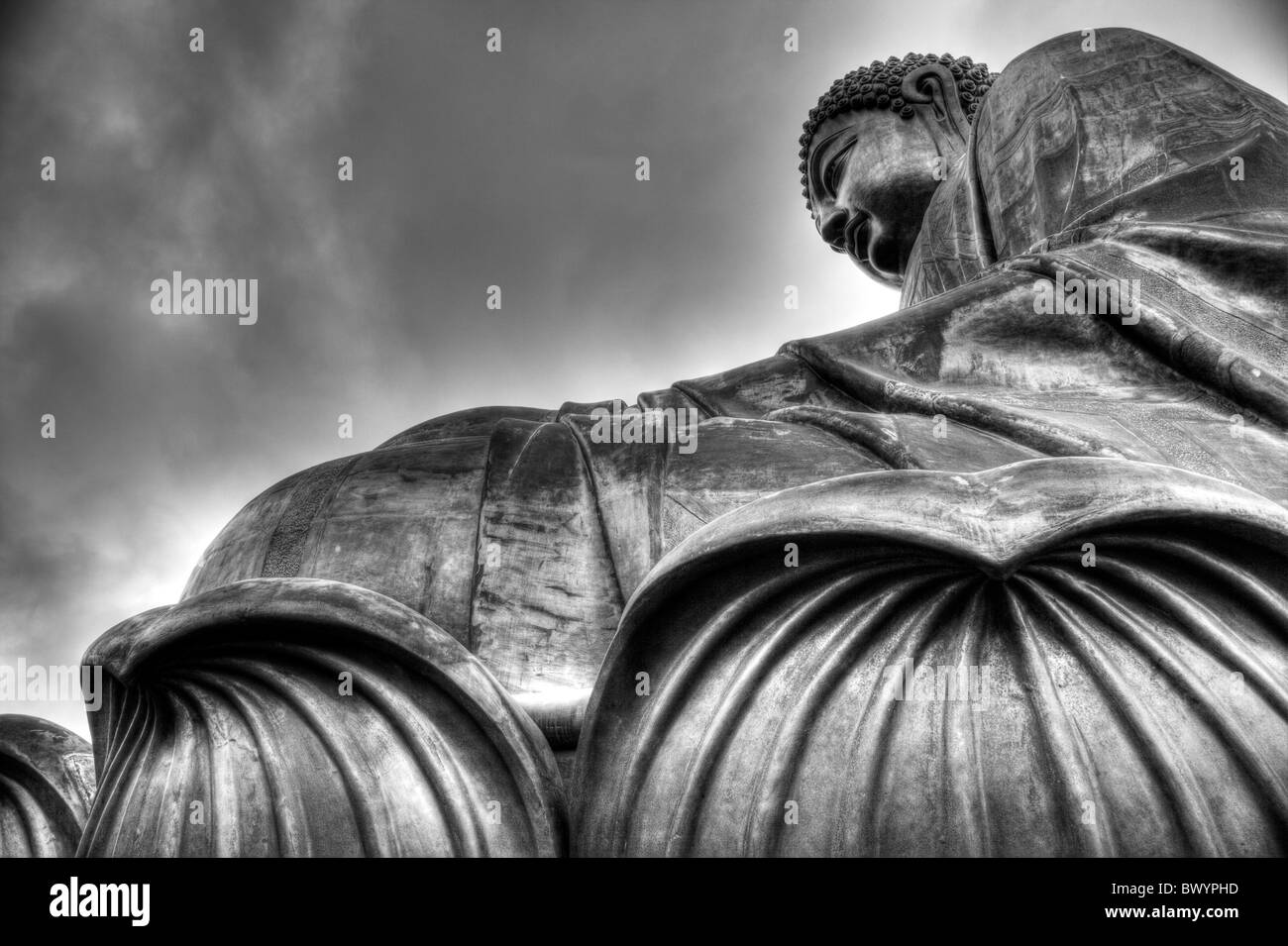 Hong Kong, Lantau island seated bronze statue the Big Buddha Stock Photo