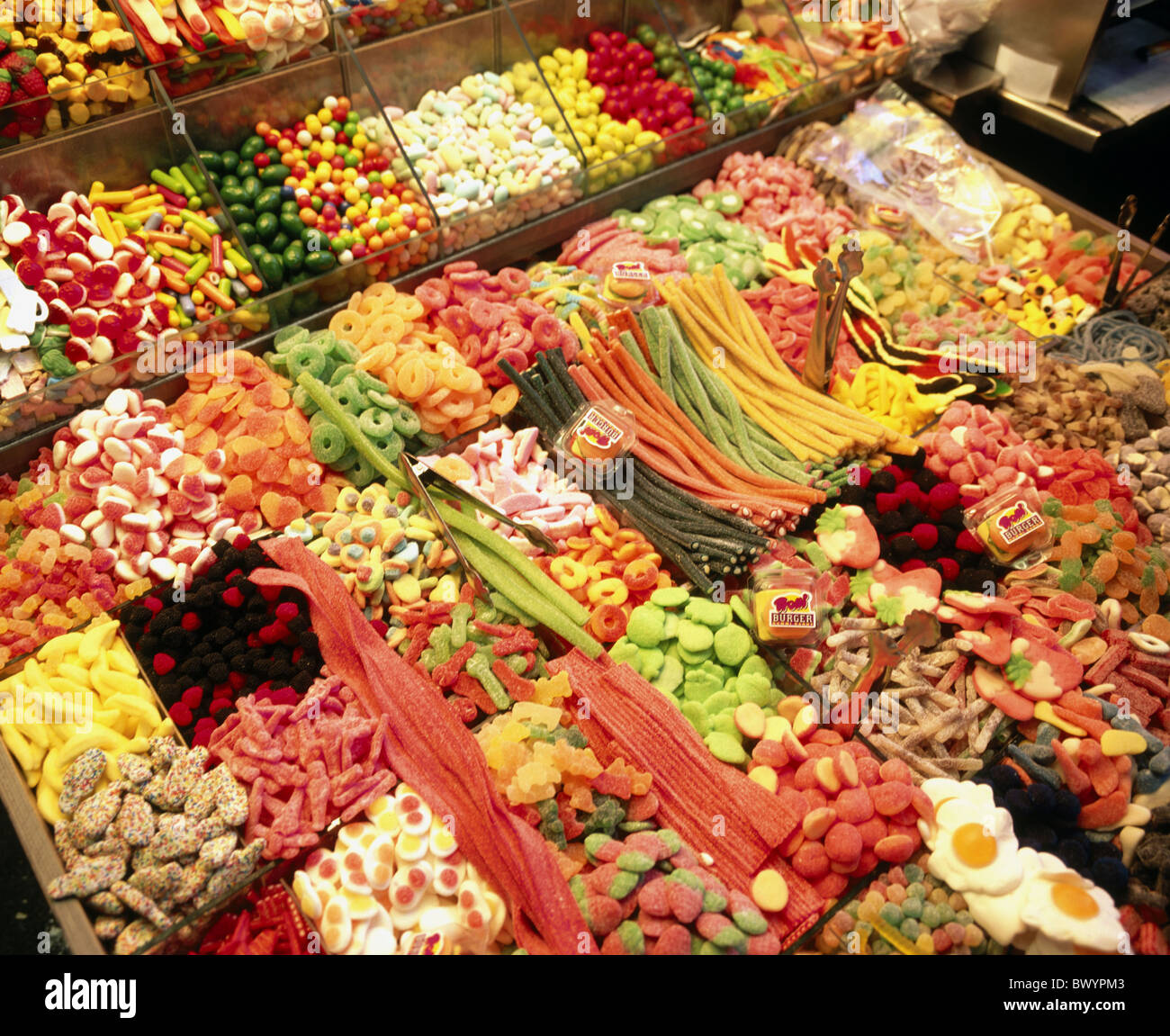 display bright colours various food eating fruit rubber chewing gums