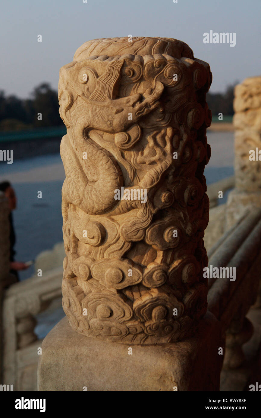 Detail of marble railing, The Temple of Heaven, Beijing, China Stock Photo