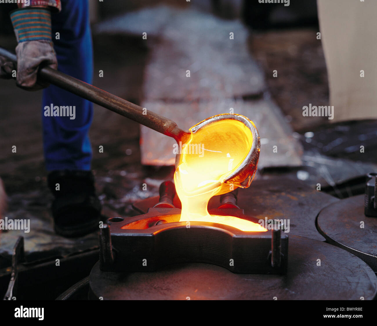 industry factory glassworks production achievement glass doer detail form shape glass glass glowing Glasi Stock Photo