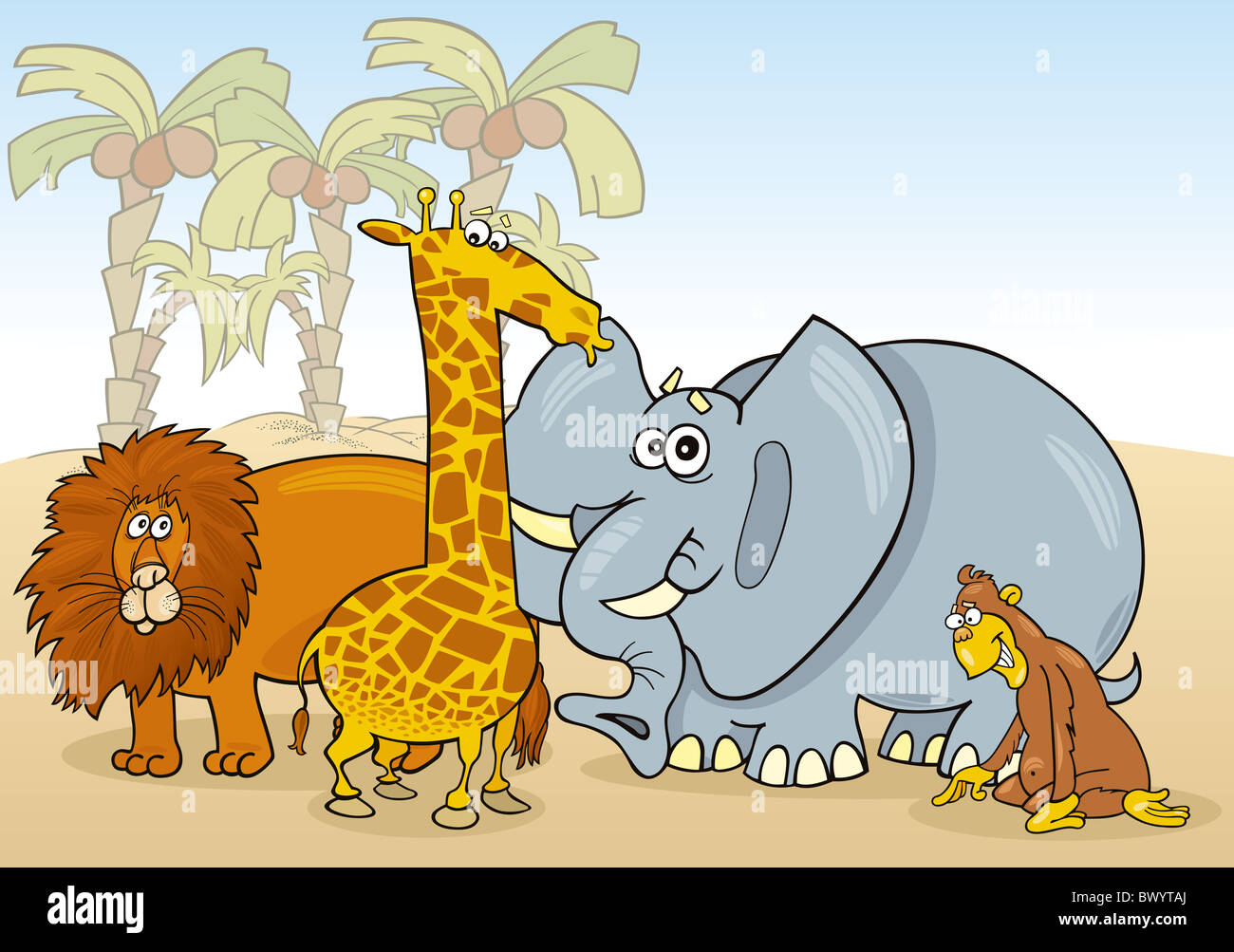 African animals illustration hi-res stock photography and images - Alamy