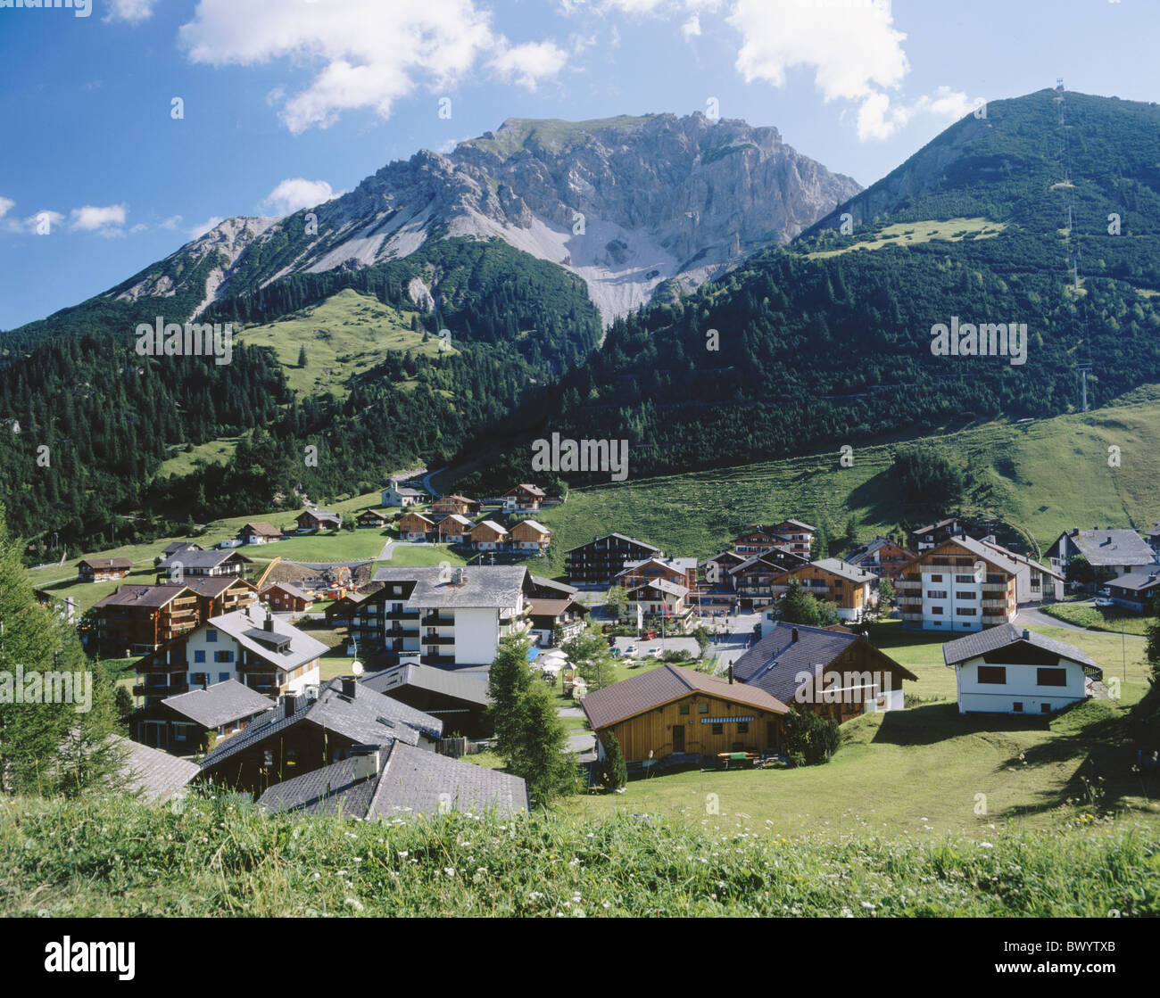 alpine Alps mountains village principality Liechtenstein houses homes