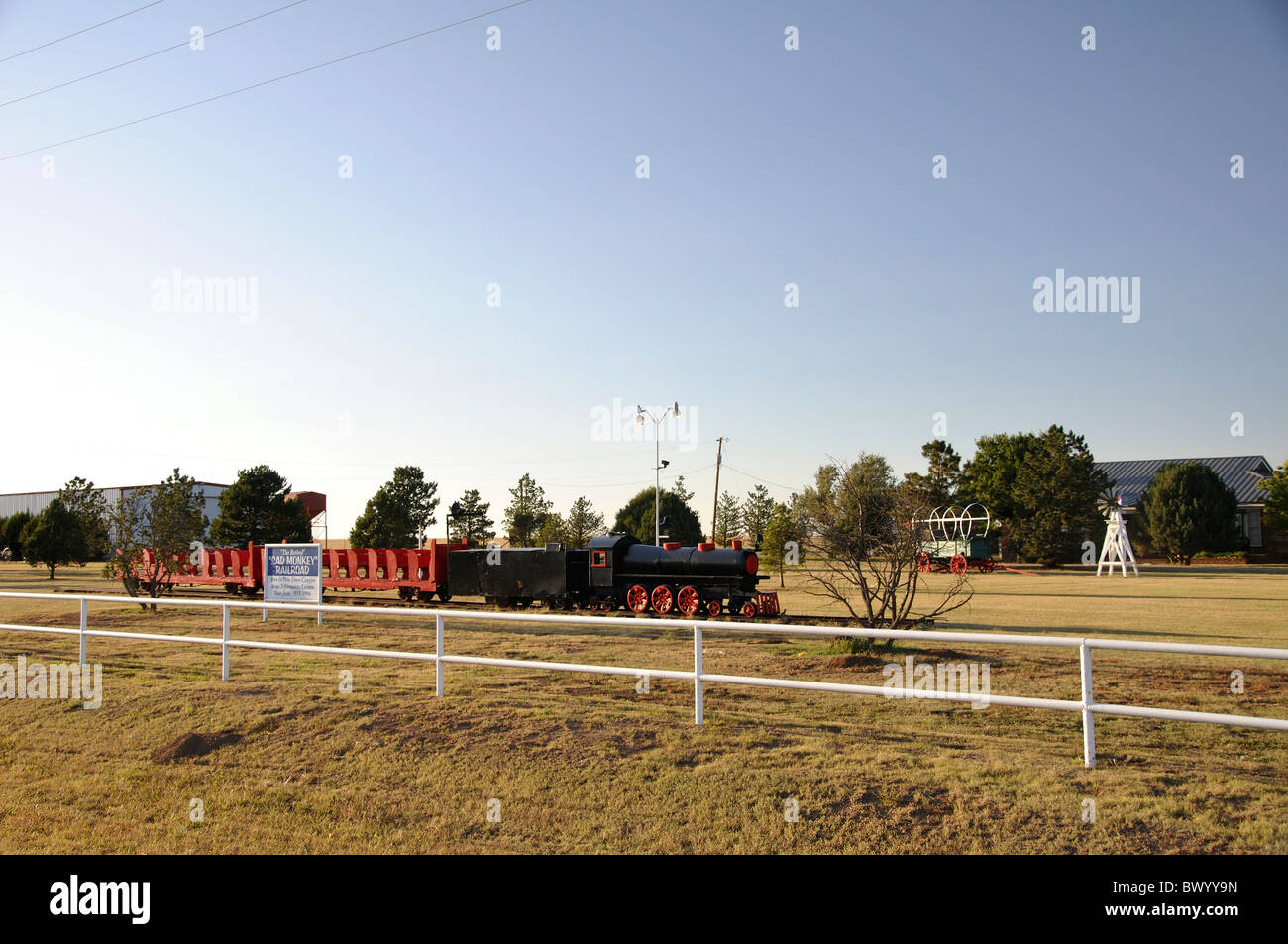 Sad Monkey Retired Railroad, Texas, USA Stock Photo