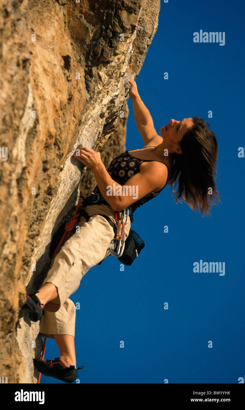 cliff wall climbing Free climbing rock sports woman Stock Photo Alamy