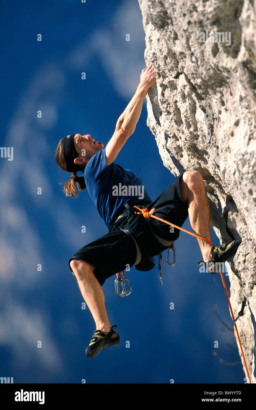 cliff wall climbing Free climbing man rock Sports Stock Photo Alamy