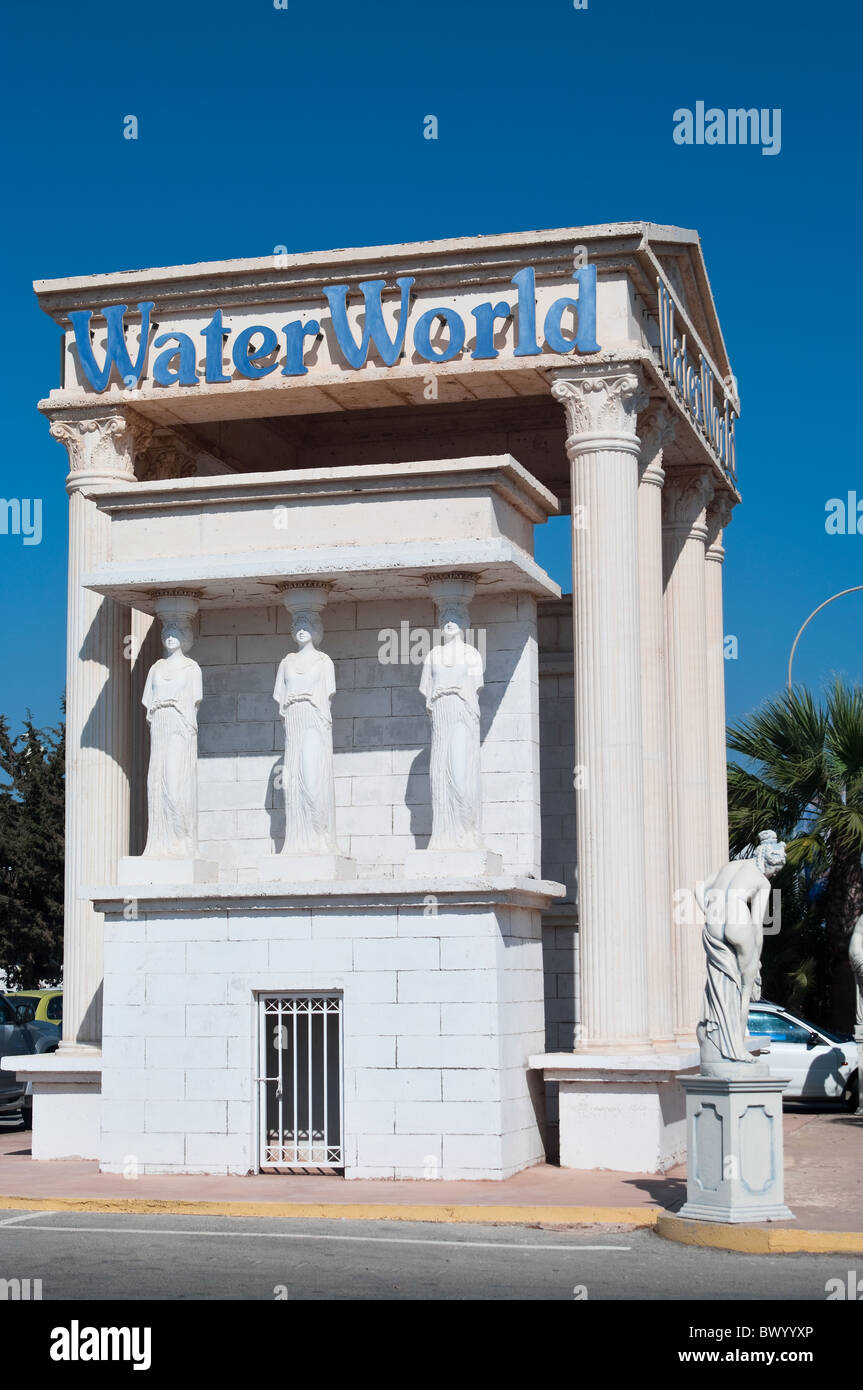 The column near to the water park Waterworld in Ayia Napa, Cyprus Stock Photo