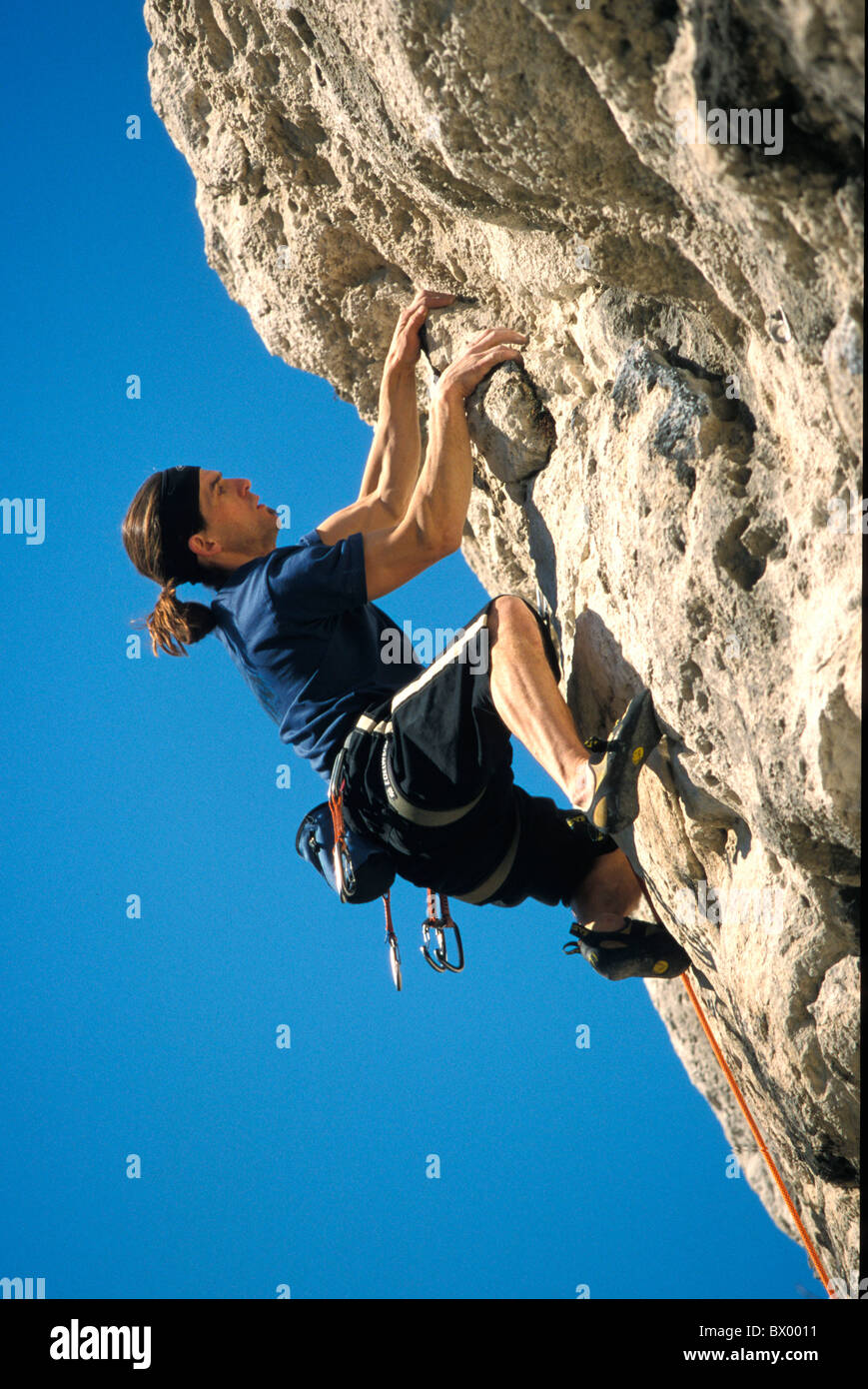 cliff wall climbing Free climbing man rock Sports Stock Photo Alamy