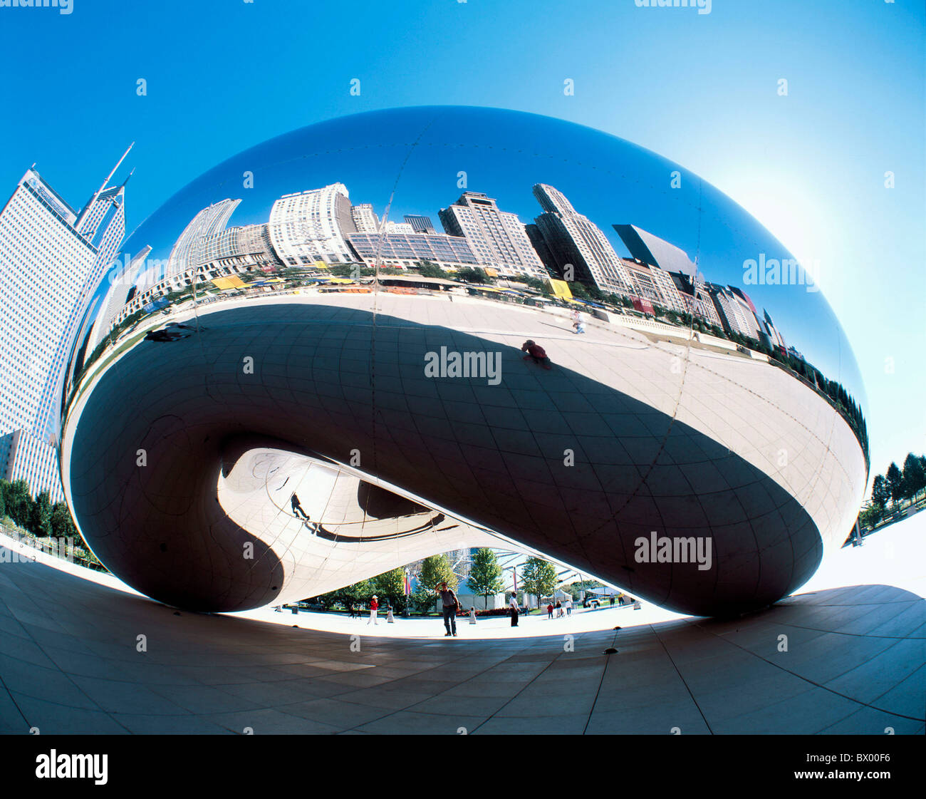 architecture Chicago Frank Gehry Illinois millennium park modern pavilion reflection USA America North Ame Stock Photo