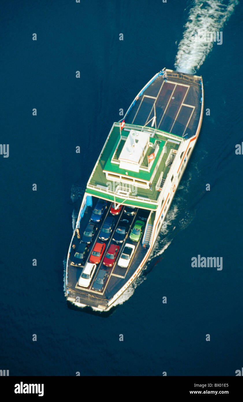 autoferry autoferryboat ferry ferryboat Horgen aerial photo Meilen lake sea ship Switzerland Europe Euro Stock Photo
