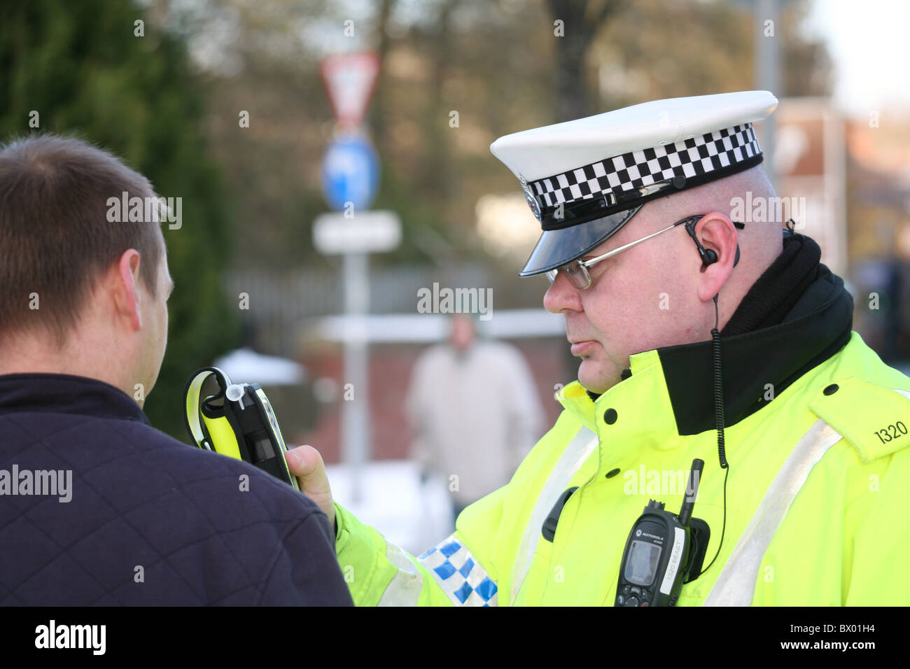 Drink Drive Law  breathalyser Police road wars Stock Photo