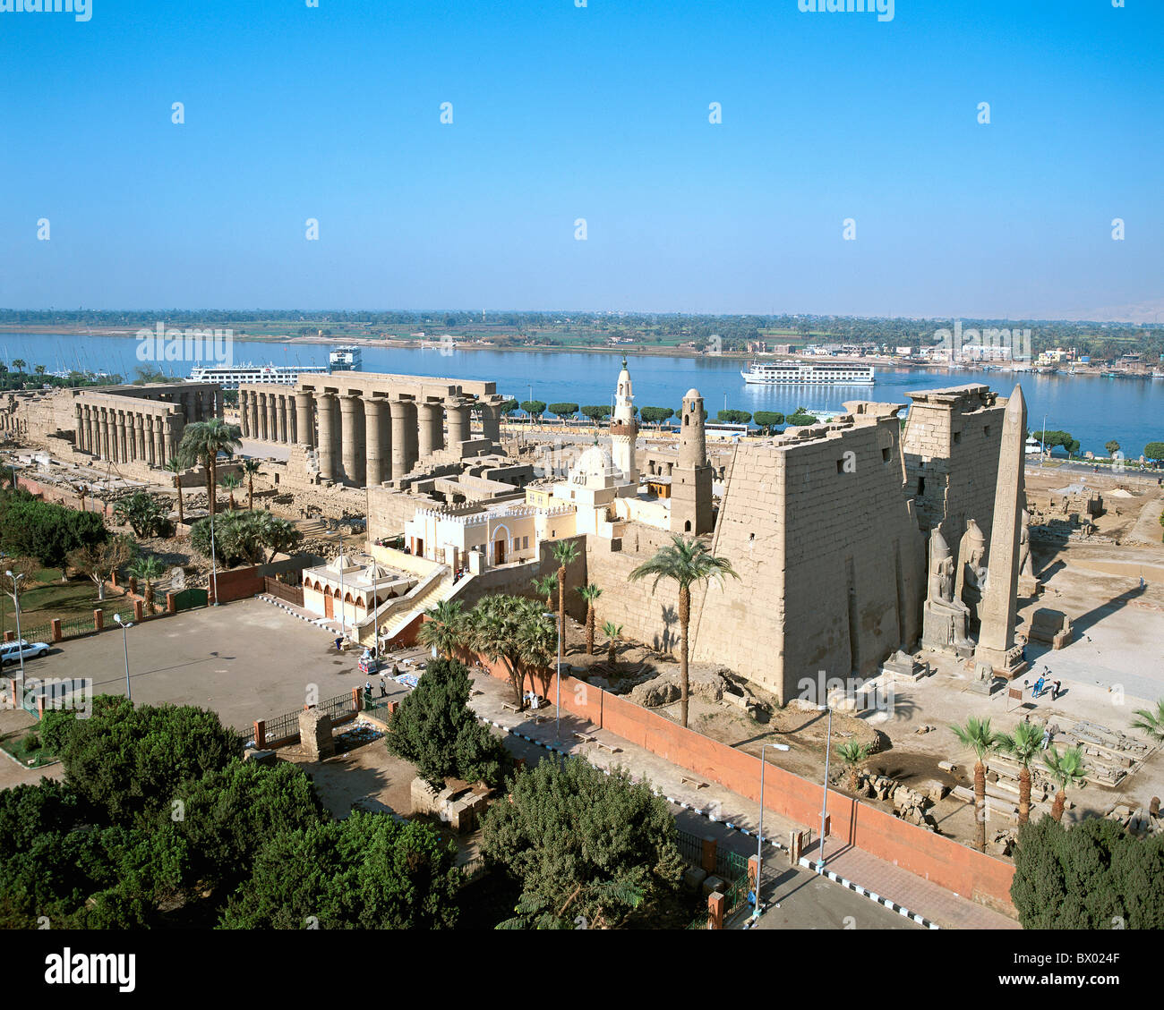 Egypt North Africa culture Luxor Luxor temple Nile overview Stock Photo