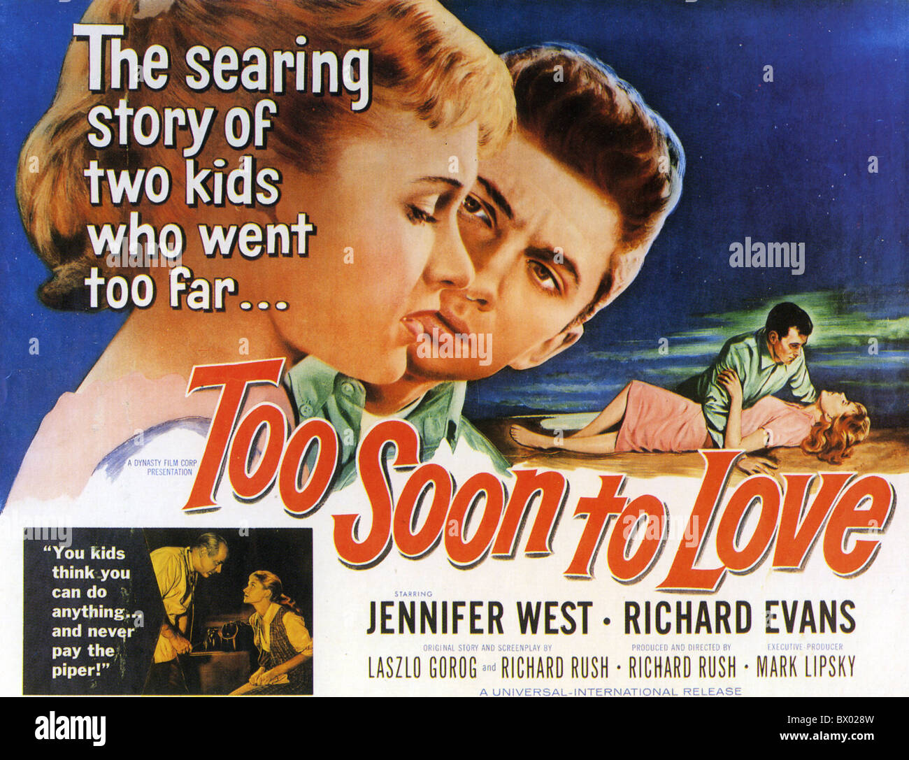 TOO SOON TO LOVE  Poster for 1960 Dynasty/Universal film with Jennifer West and Richard Evans Stock Photo