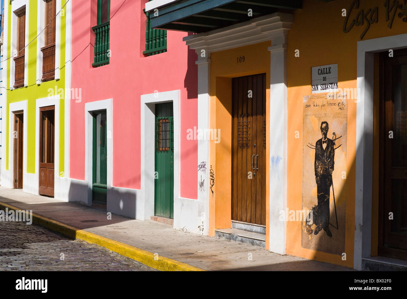 Calle de San Sebastian, Old San Juan, Puerto Rico Stock Photo
