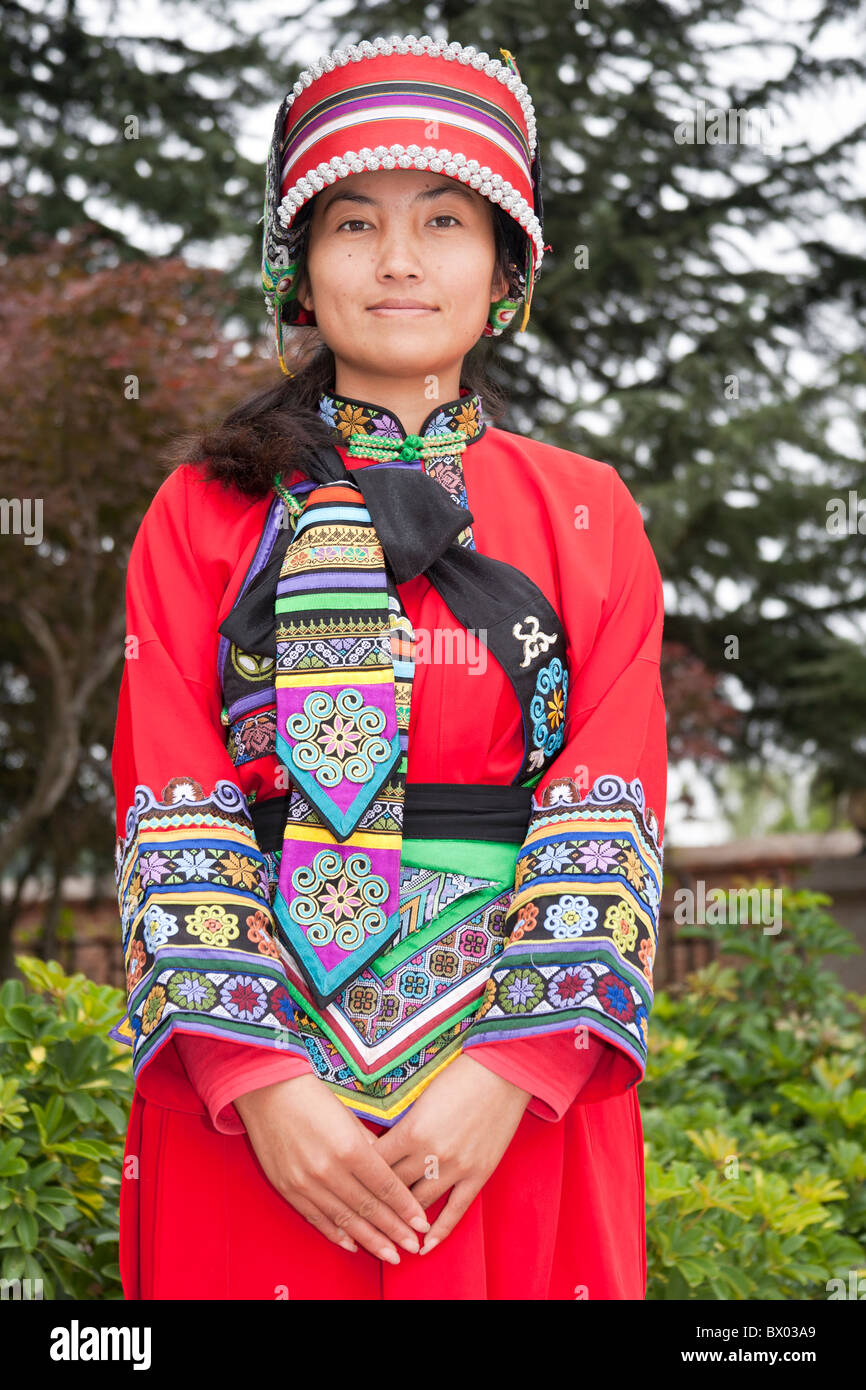 Woman from Sani minority, Shilin Yi, near Lunan and Kunming, Yunnan Province, China Stock Photo