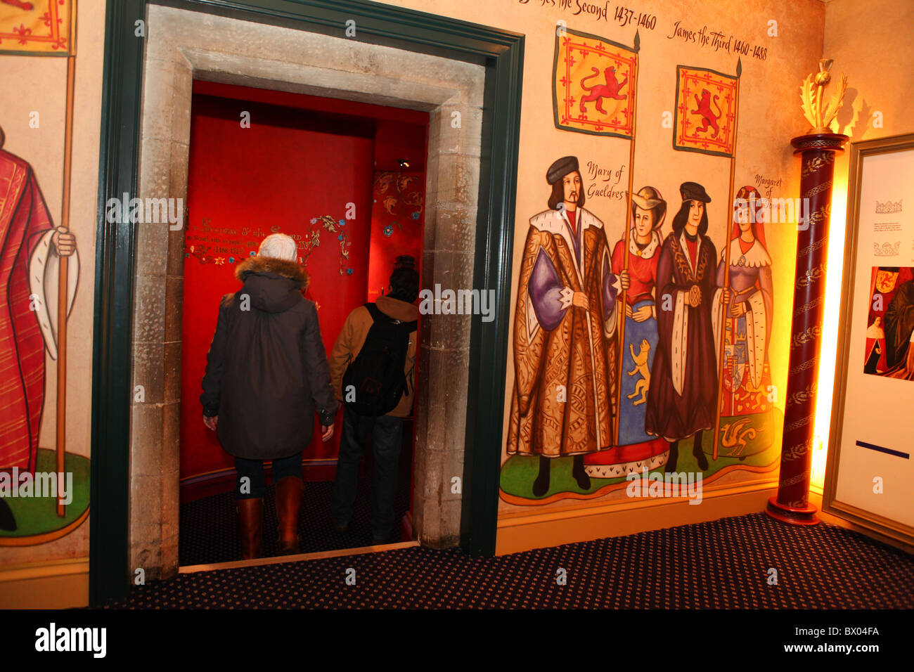 Inside Edinburgh Castle- The story  /exhibition of the Scottish crown jewels. Stock Photo