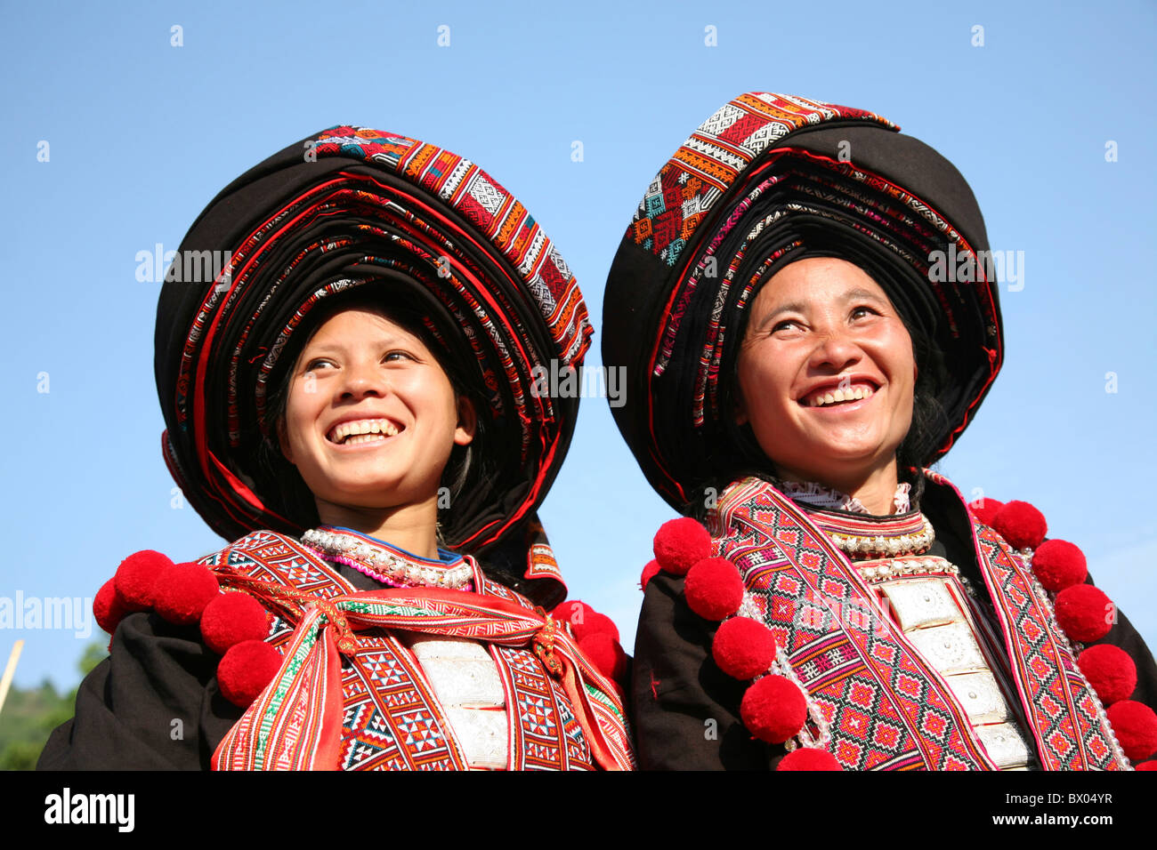 Yao women in traditional costume, Dongshan Village, Bama, Hechi ...