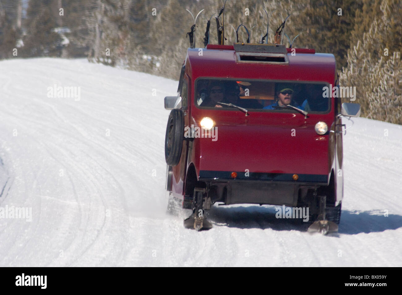 USA, Wyoming. Yellowstone National Park. Classic vintage snow coach