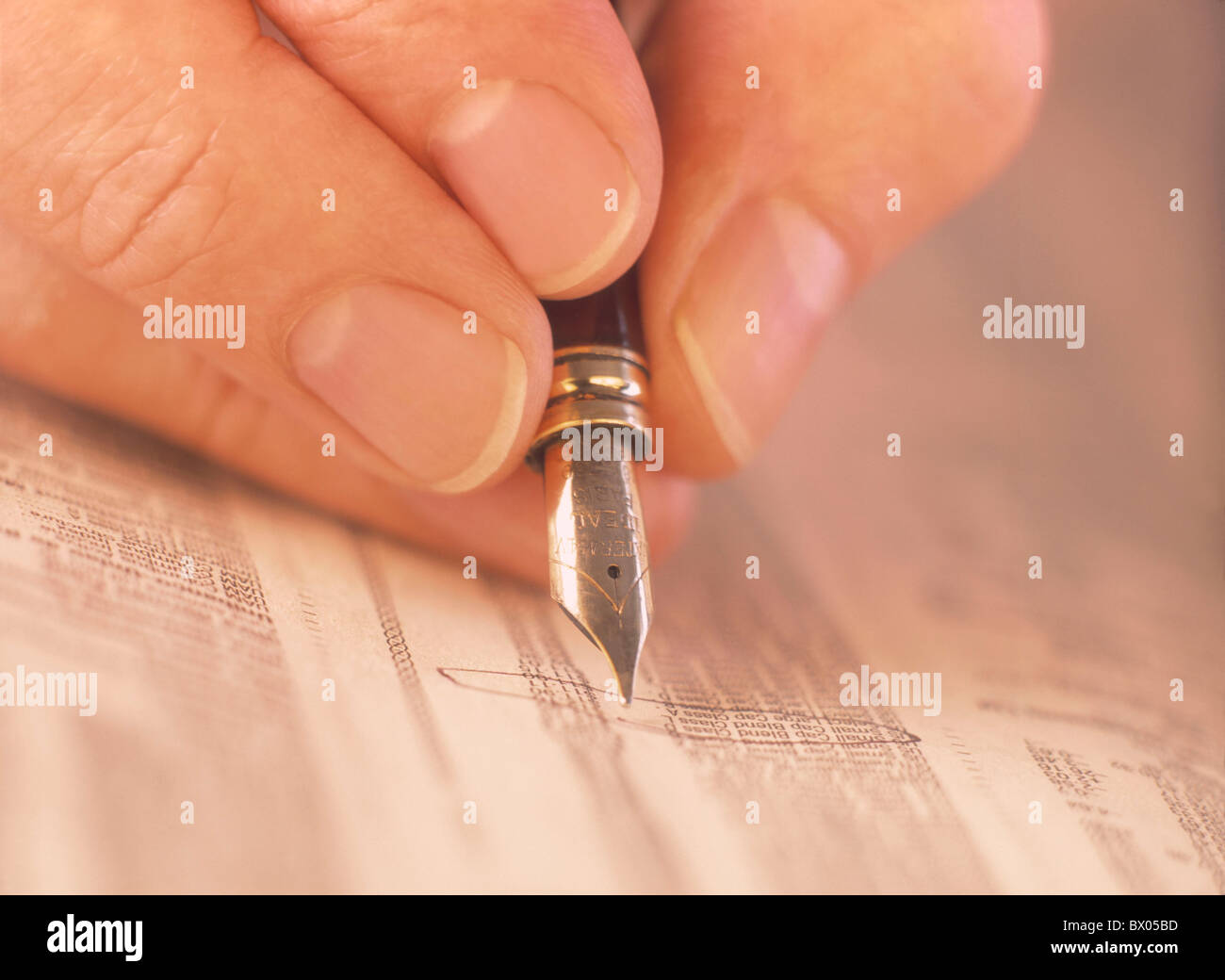 stock exchange finance newspaper fountainpen hand writing letter