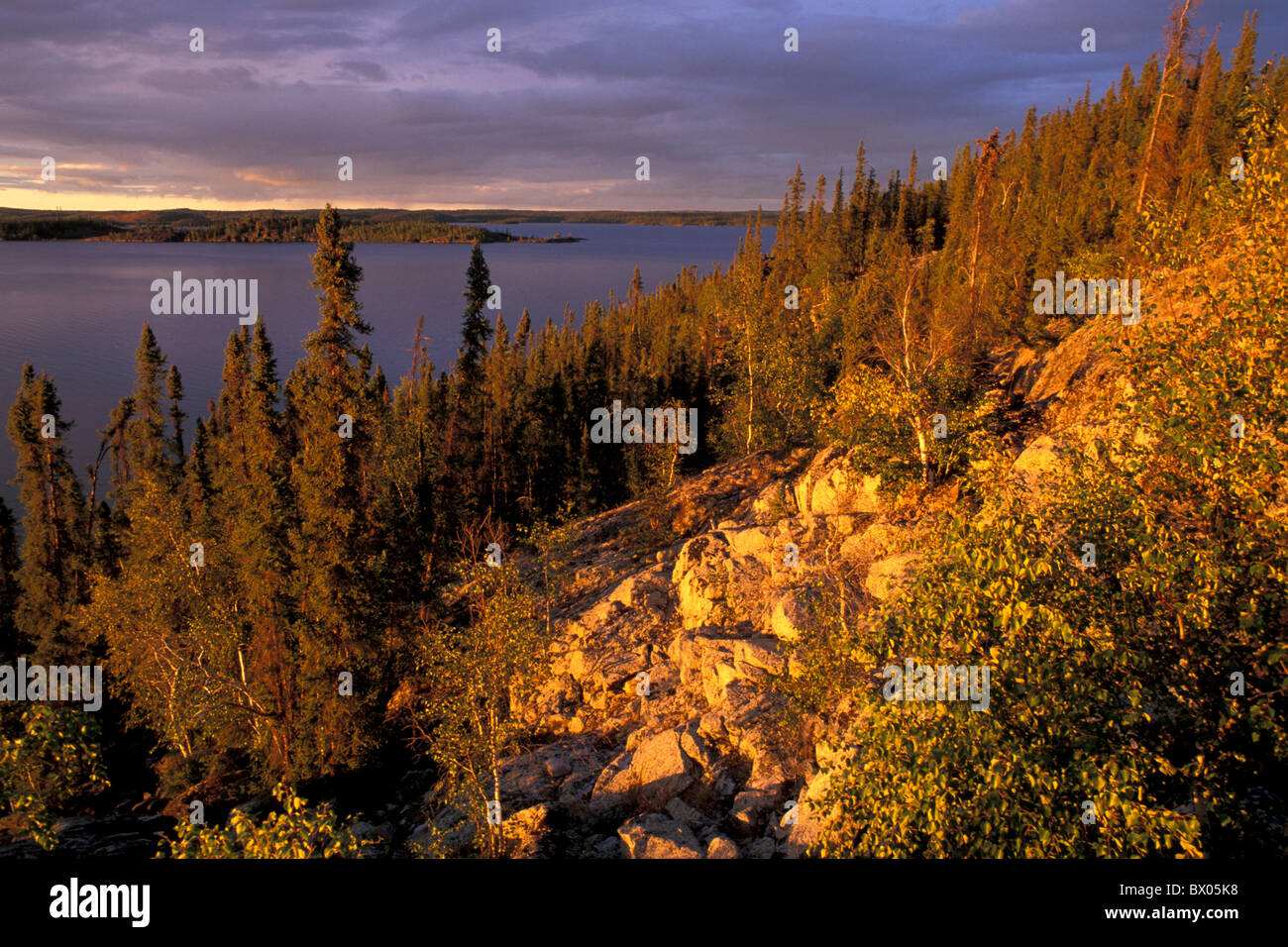 Canada North America America dusk inclination Ingrahm Trail lake mood Northwest Territories Prelude Lake s Stock Photo