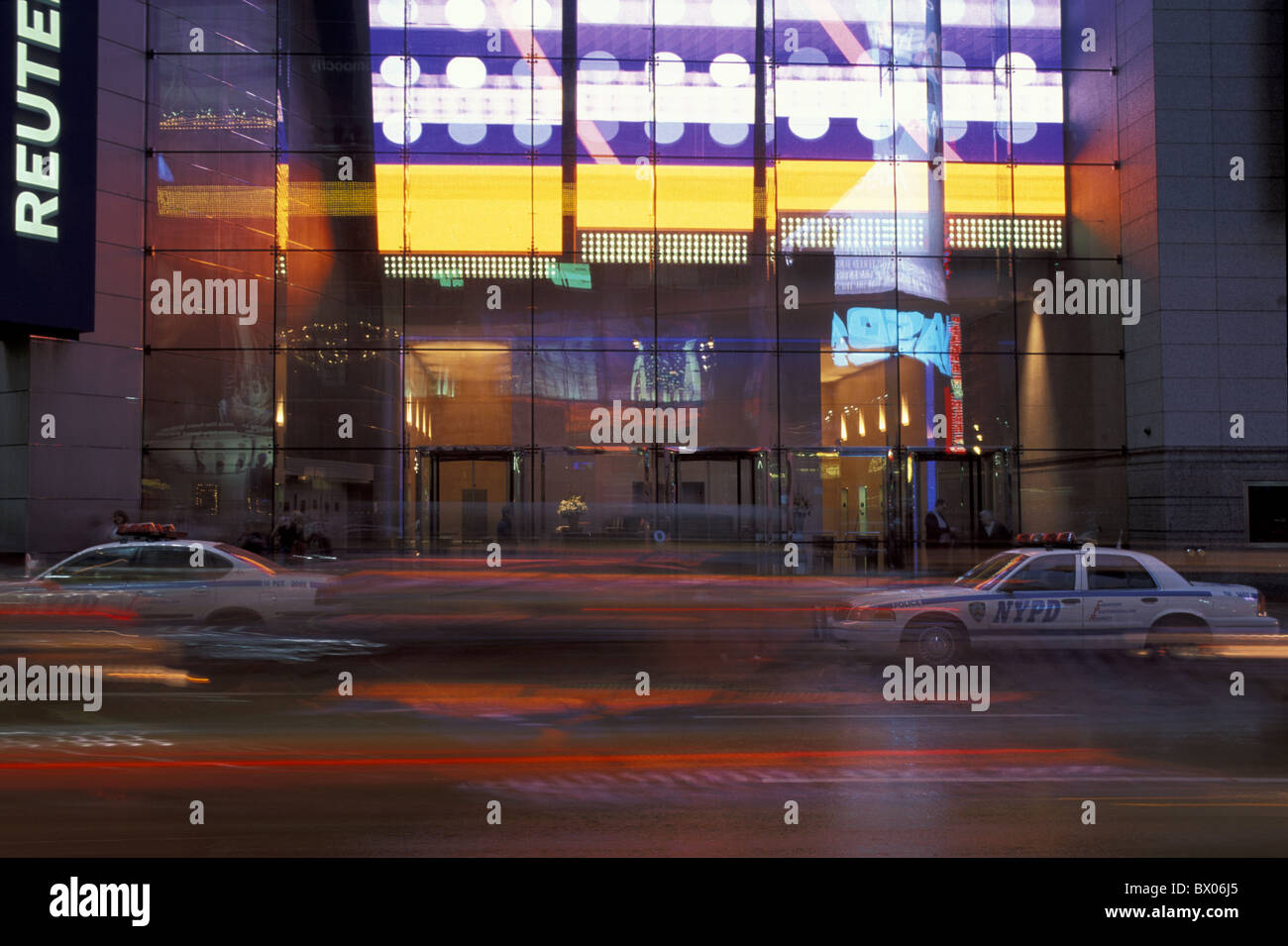 At Night Manhattan New York Night Police Car Street Street Scene Times