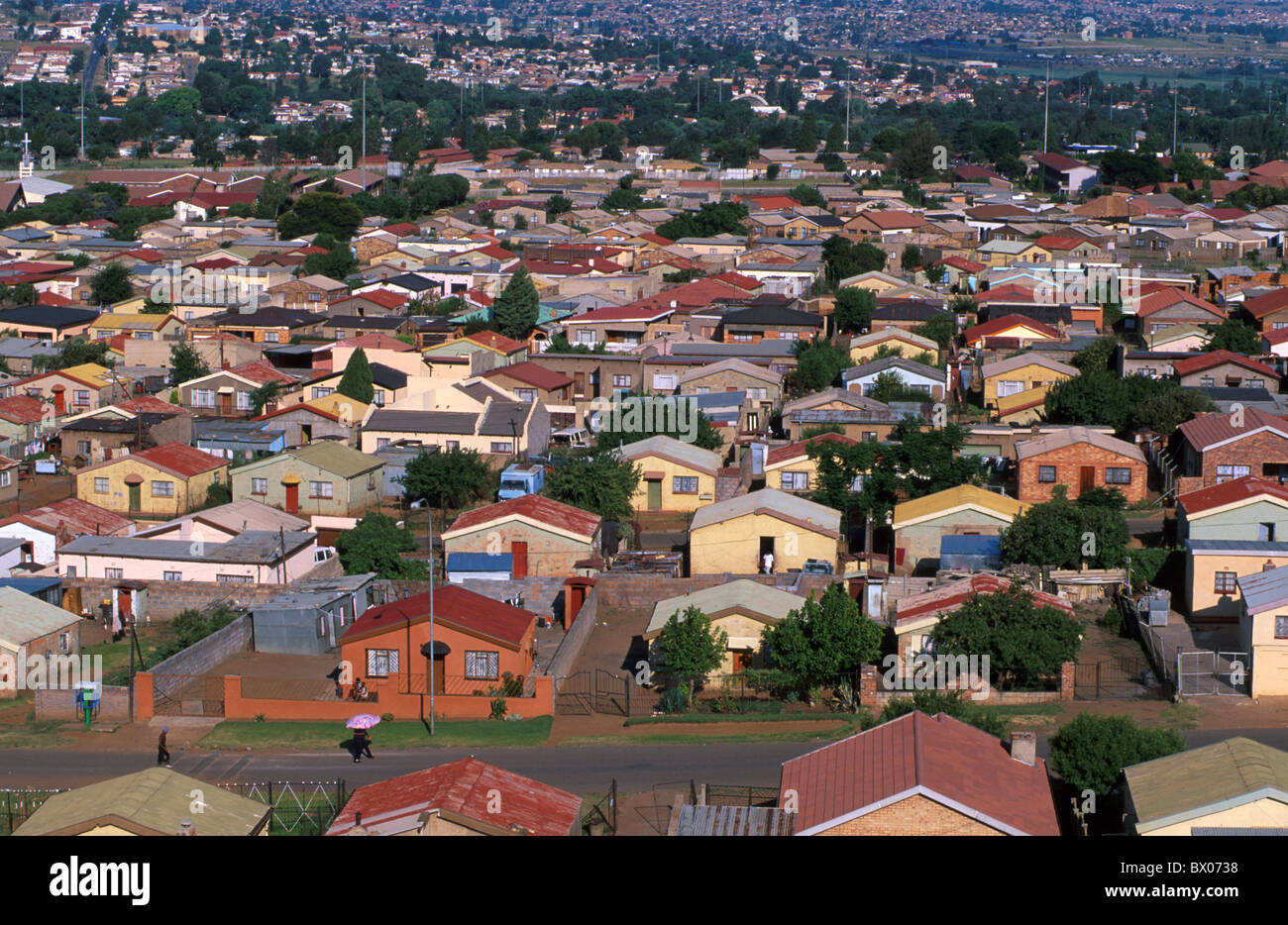 Africa city homes houses huts Johannesburg overview poverty social