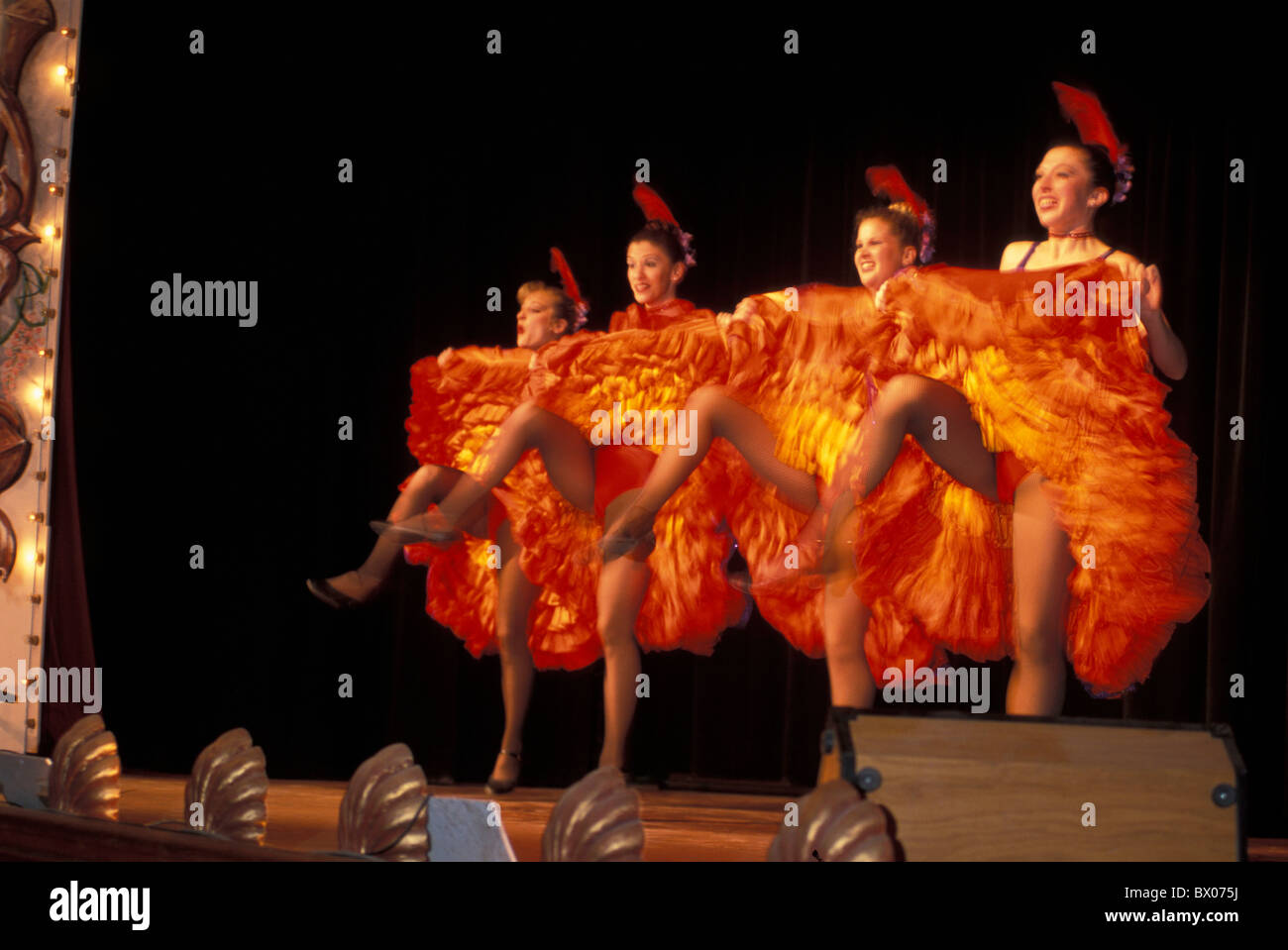 Can Can Girls Canada North America America costumes dance dancers Dawson city no model release Slide moon T Stock Photo